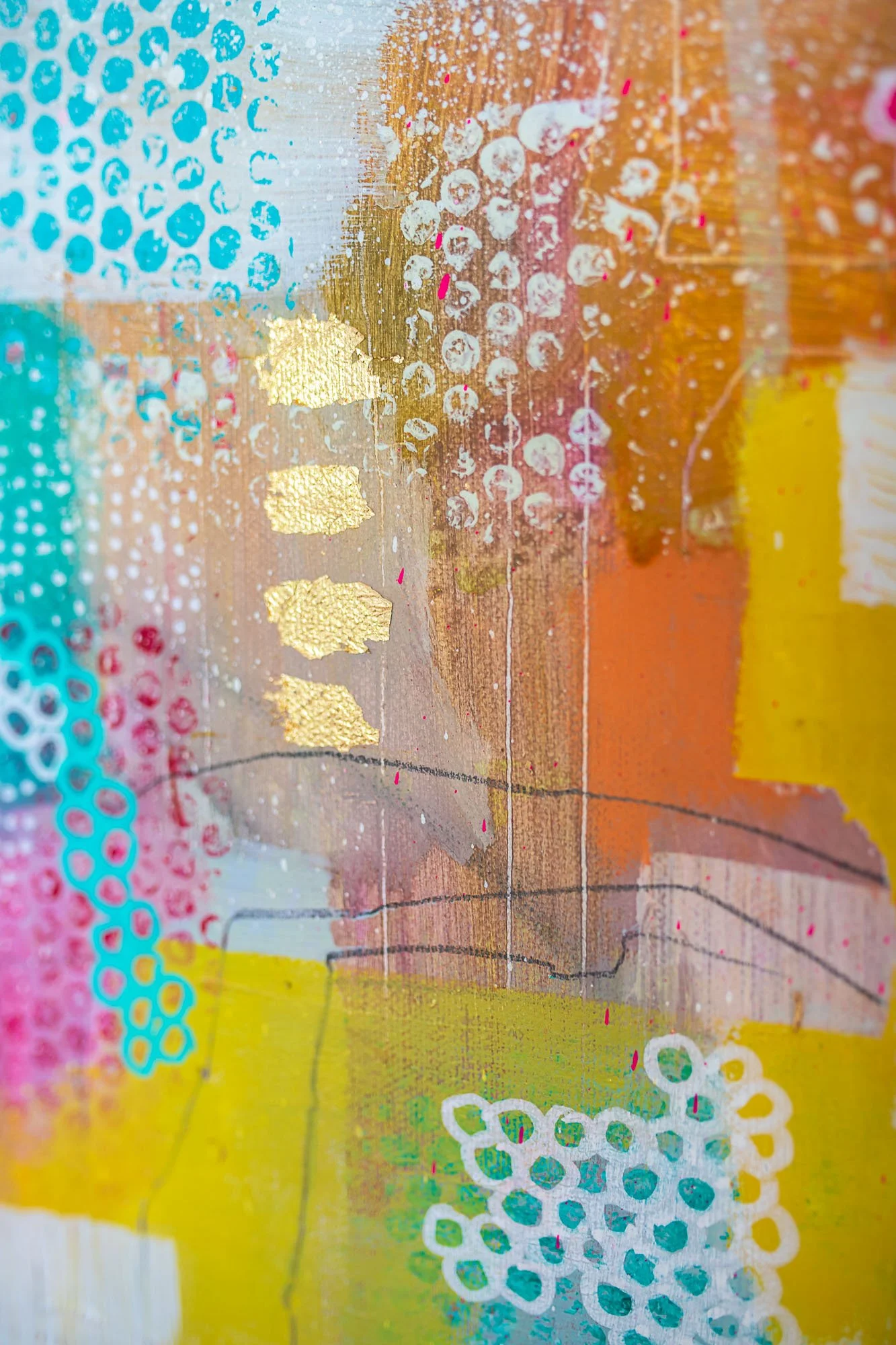 Vibrant colourful large abstract painting for sale