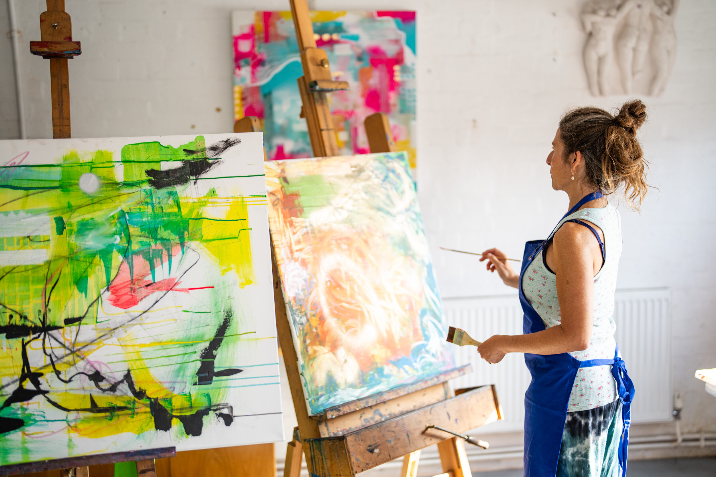 Large Canvas Abstract painting workshop Lawrence Art Studio Hove Brighton