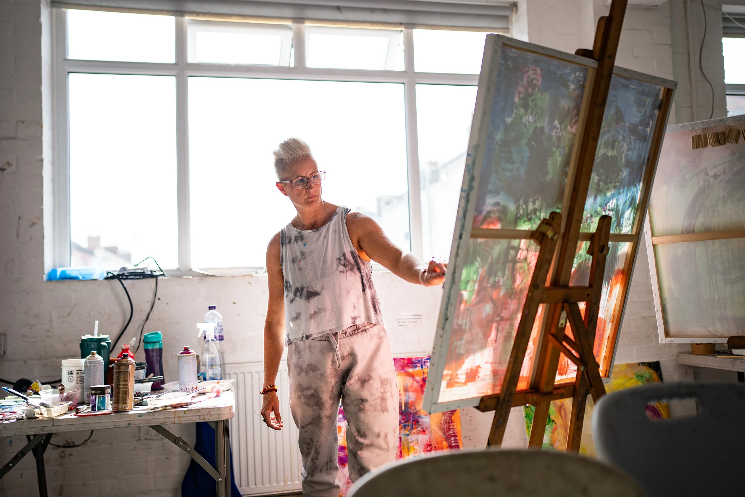 Beginners Adult Large Abstract Painting Art Class in Brighton Hove Lawrence Art Studio
