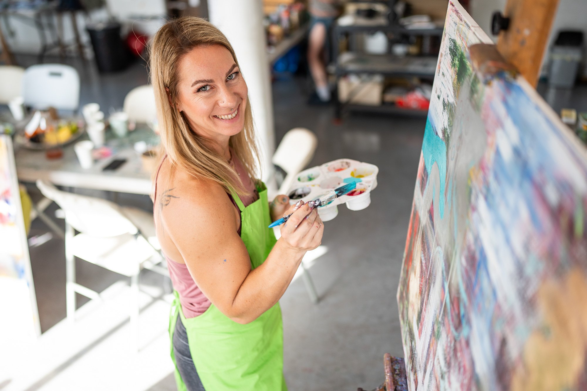 Adult abstract painting art class Brighton Hove UK