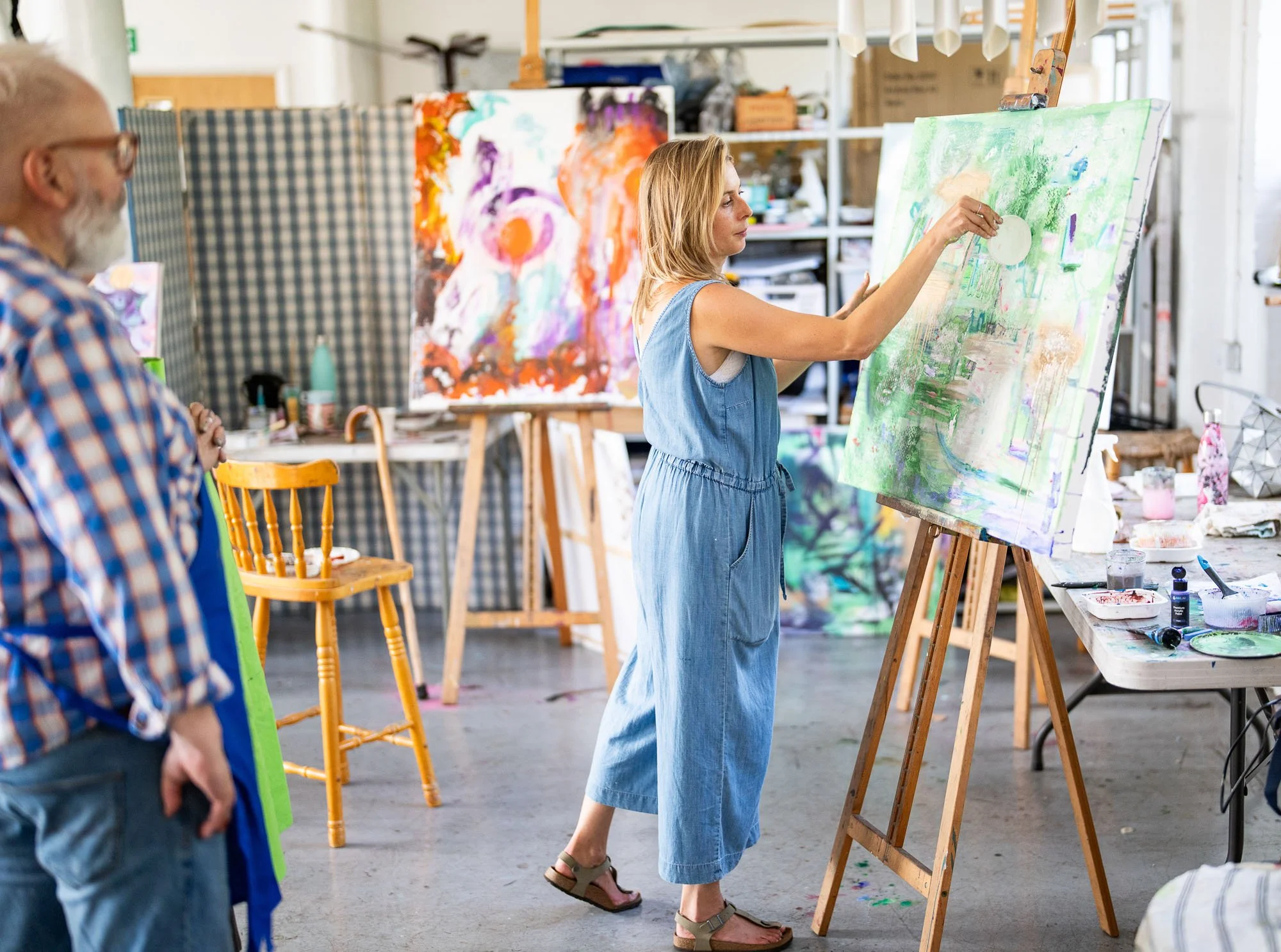 Paint your own acrylic large abstract painting Brighton Lawrence Art Studio workshop