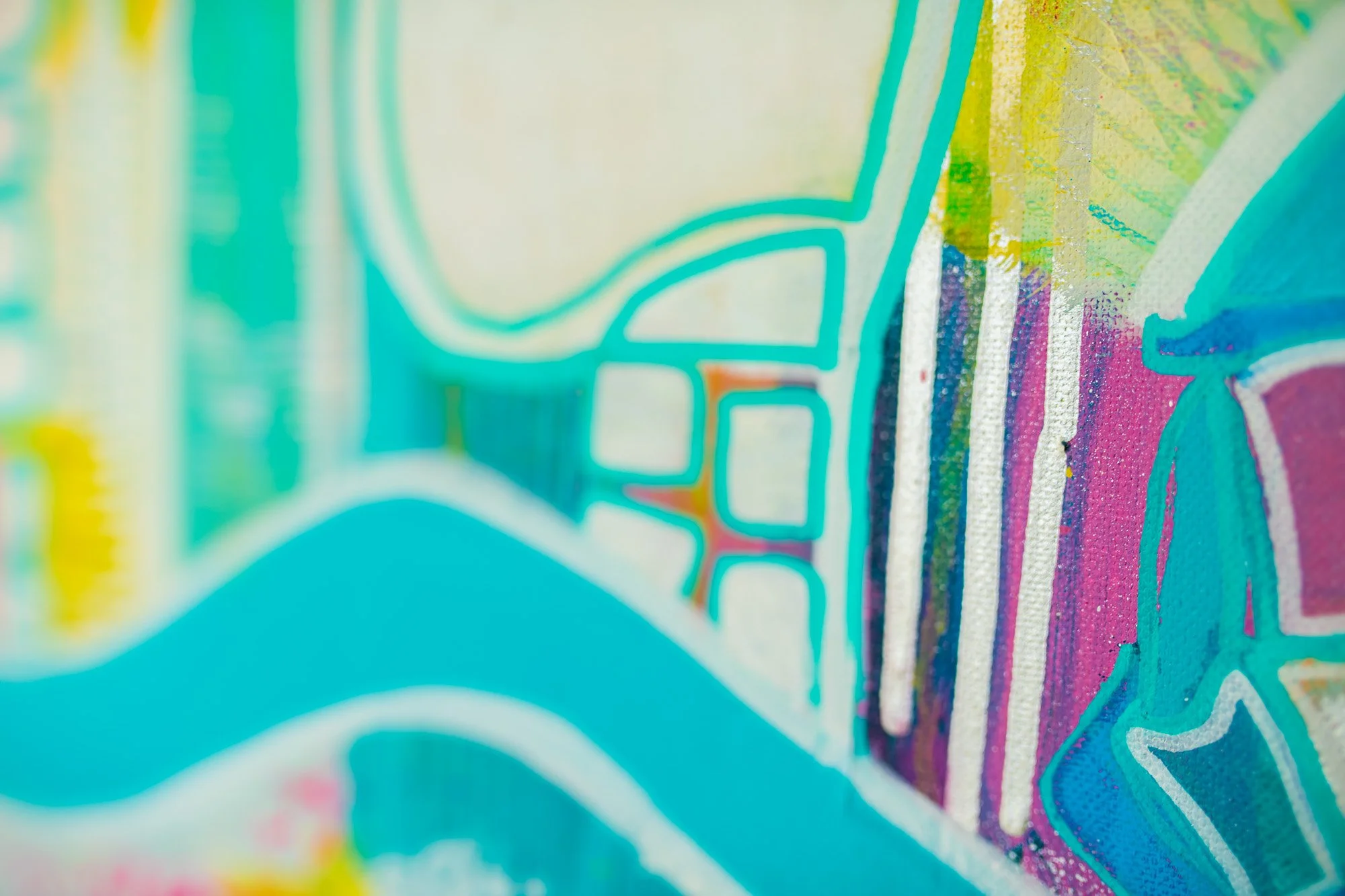 Bright bold colourful large acrylic abstract painting for sale UK Brighton female artist