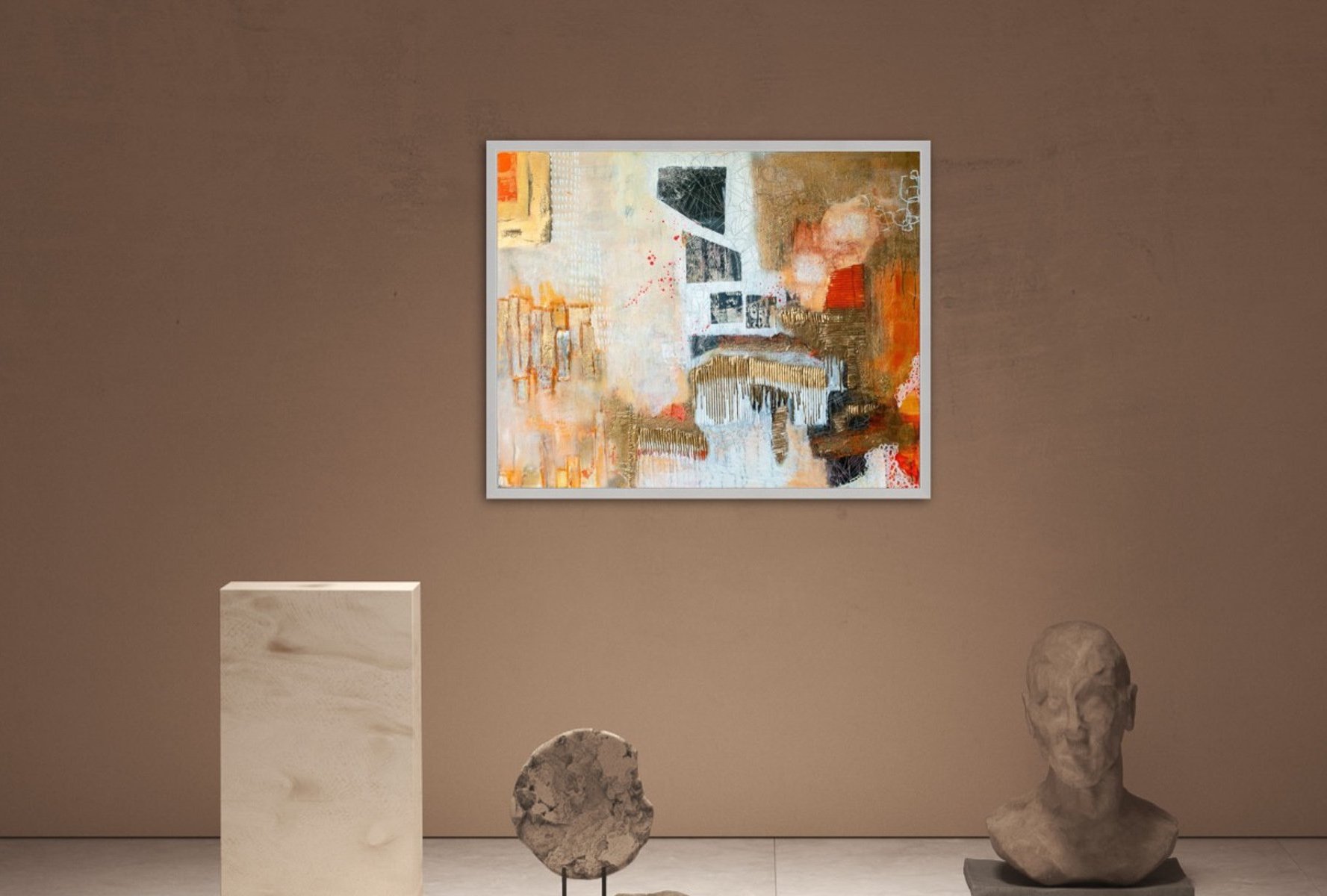 Bold mixed media intuitive abstract painting by UK Brighton artist