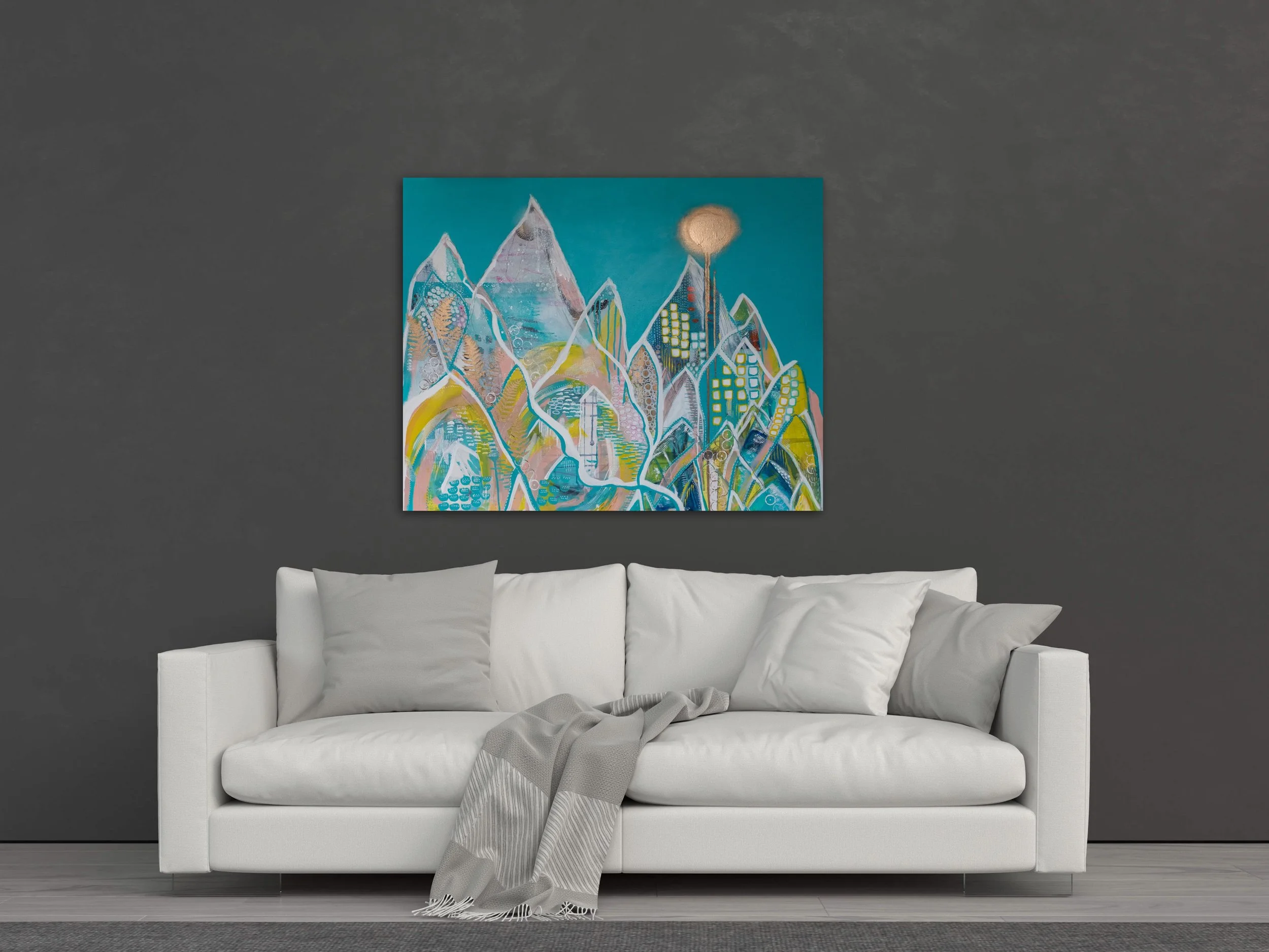Contemporary large abstract painting for your living room UK Brighton artist