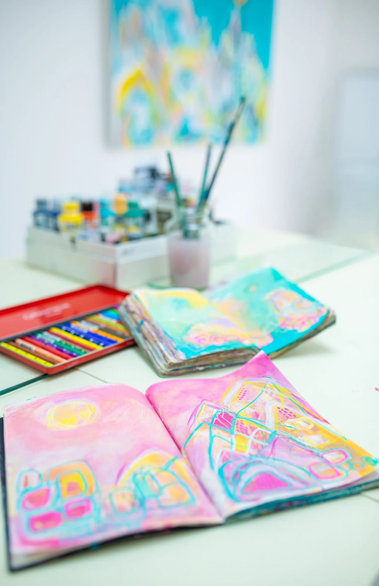 Acrylic mixed media art journaling painting class Brighton Hove Sussex UK (Copy) (Copy)