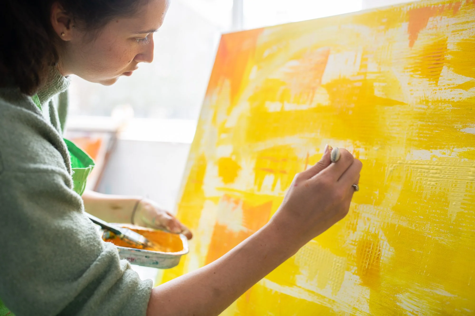 The most experimental acrylic textured abstract painting weekend retreat course Brighton Sussex UK