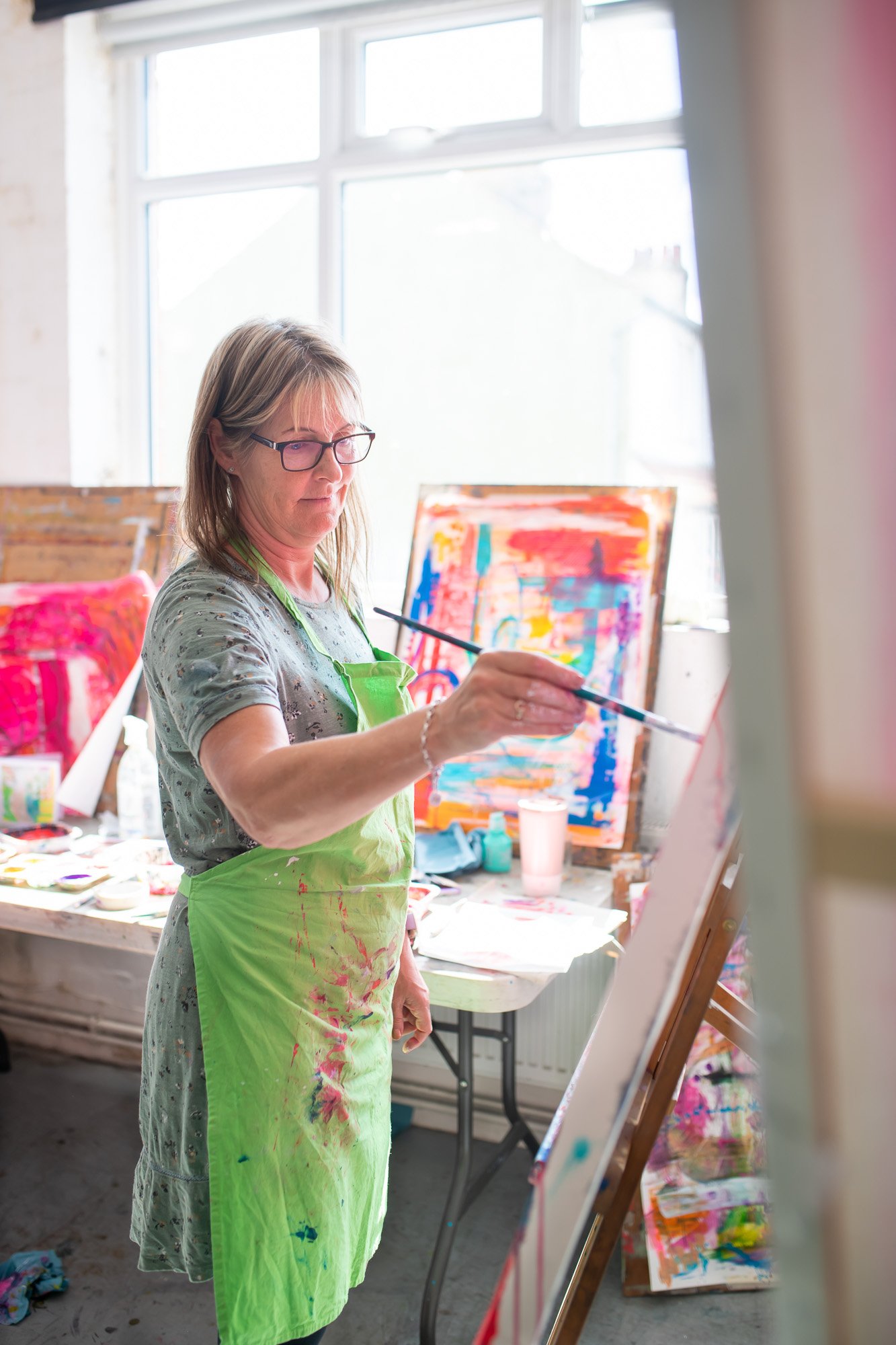 Acrylic large textured abstract art painting weekend course retreat Brighton Sussex UK