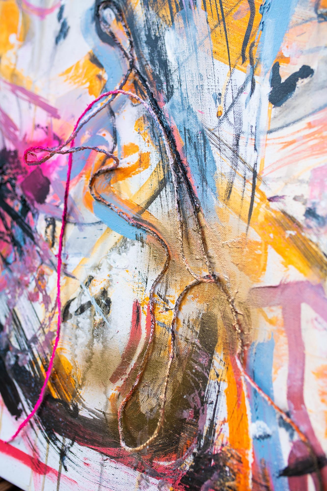 Mixed media abstract art painting workshop Brighton Sussex UK