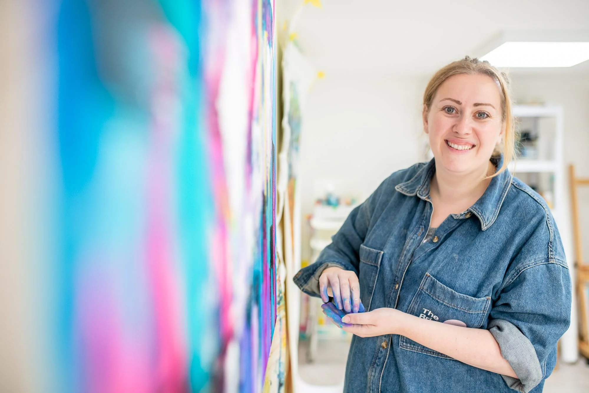 Learn painting mixed media abstract with Magdalena Brighton workshop