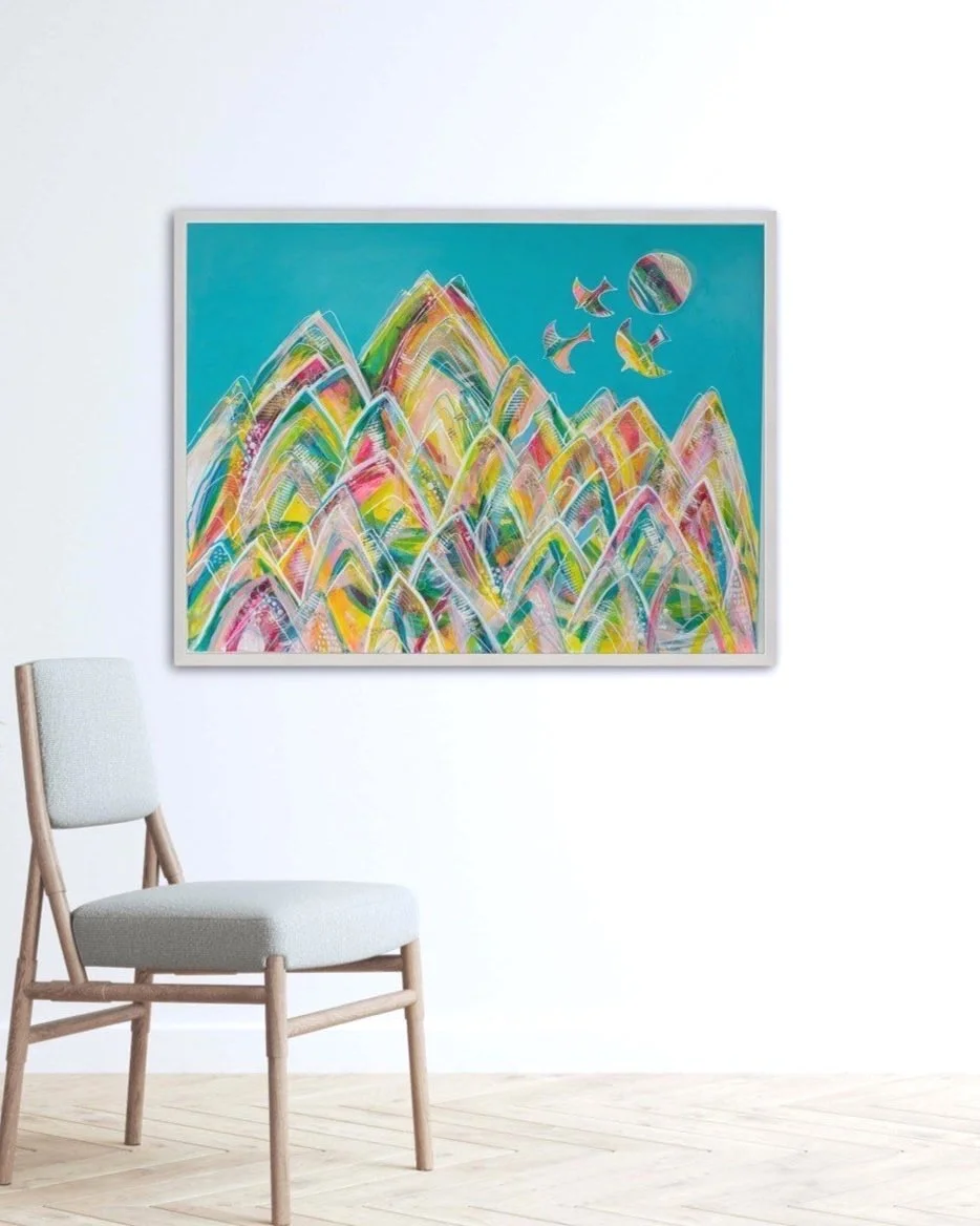 Vibrant acrylic landscape abstract original painting Magdalena Smolarska Brighton UK Artist