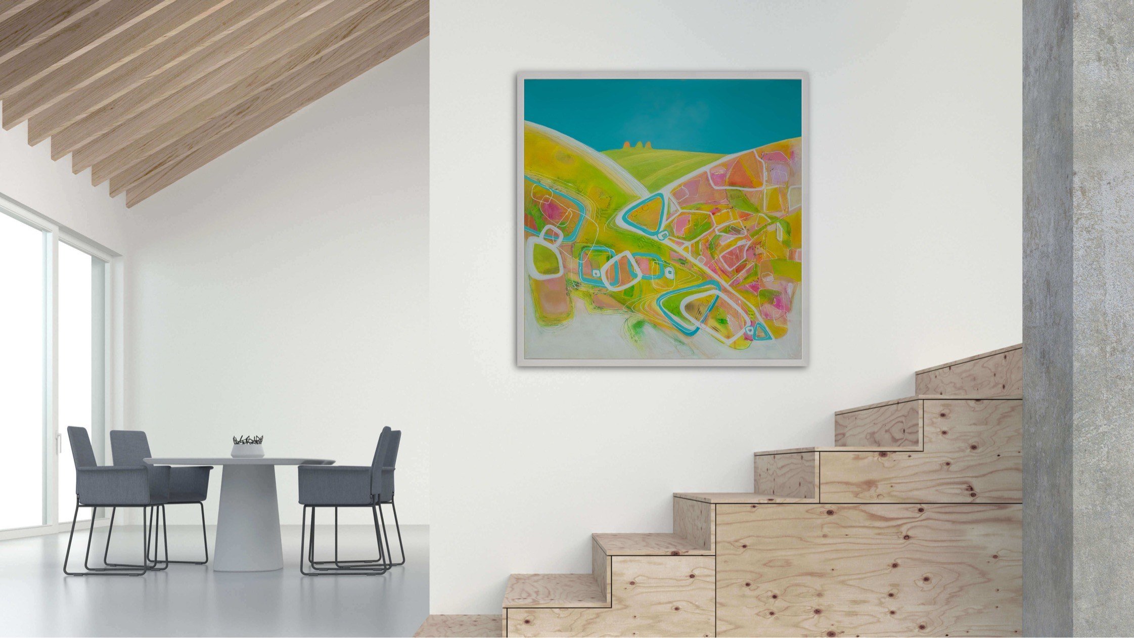 Large abstract landscape painting for sale Brighton UK artist