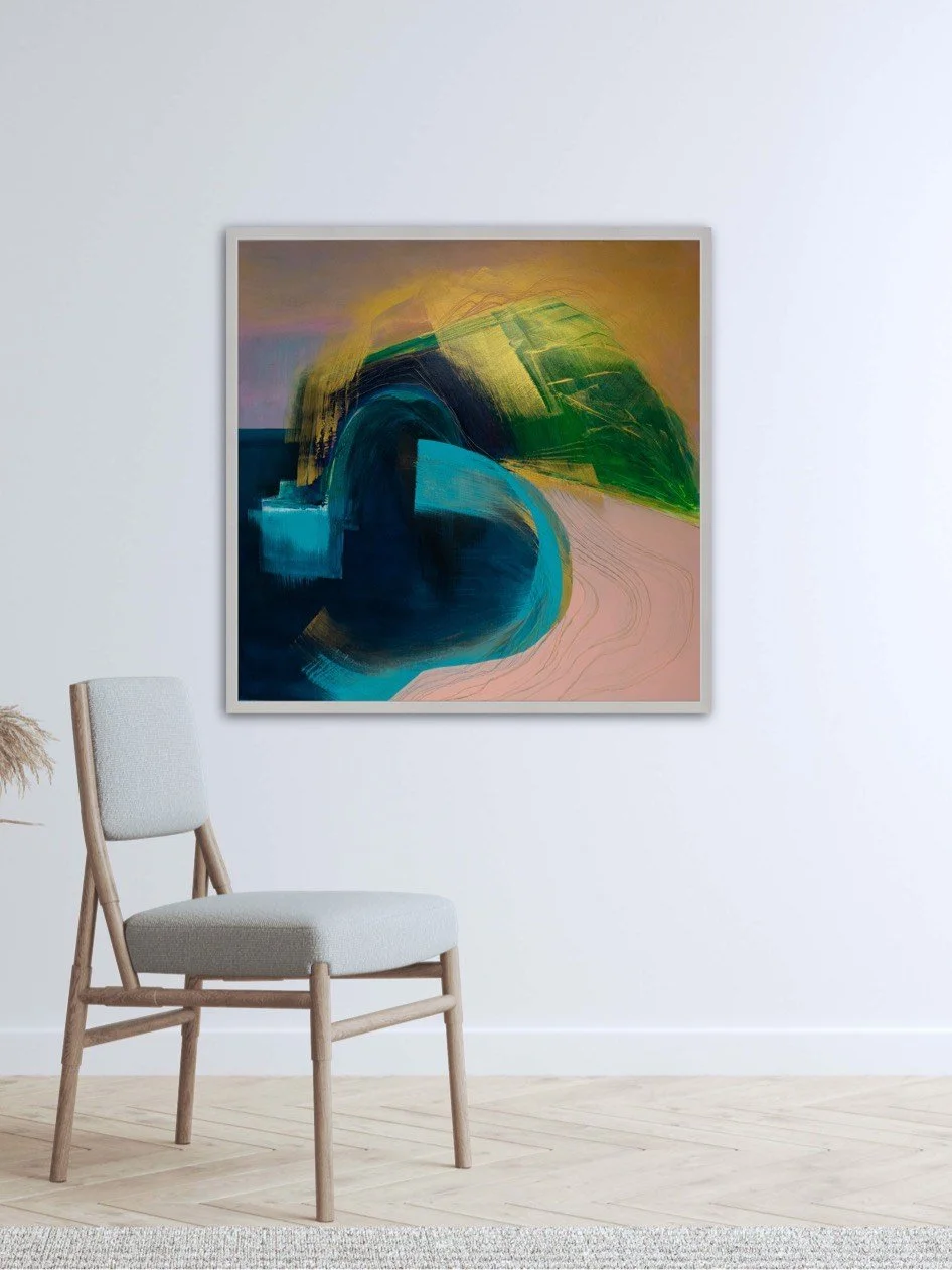 Large contemporary landscape abstract painting for sale by UK artist