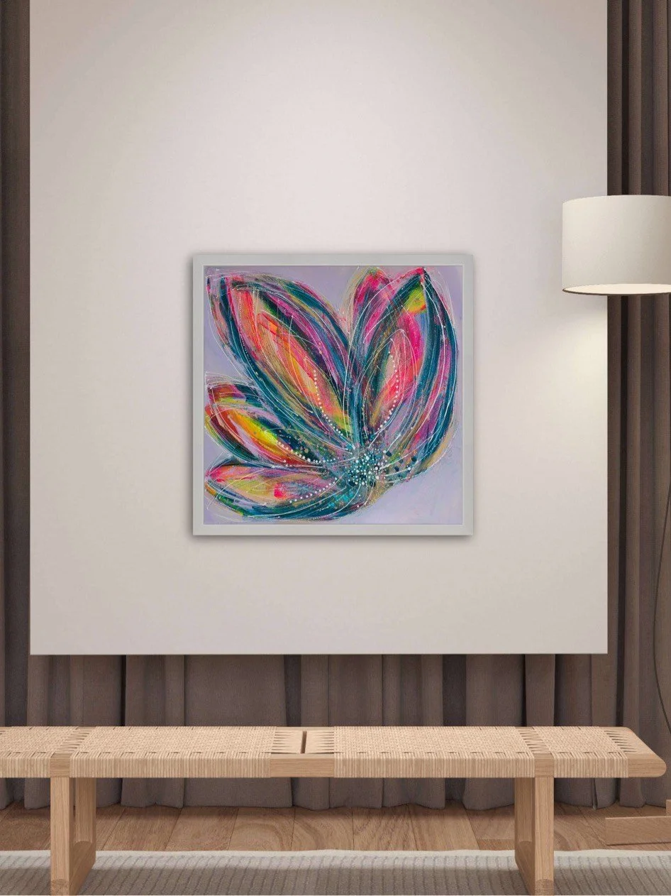 Expressive floral abstract painting for sale UK