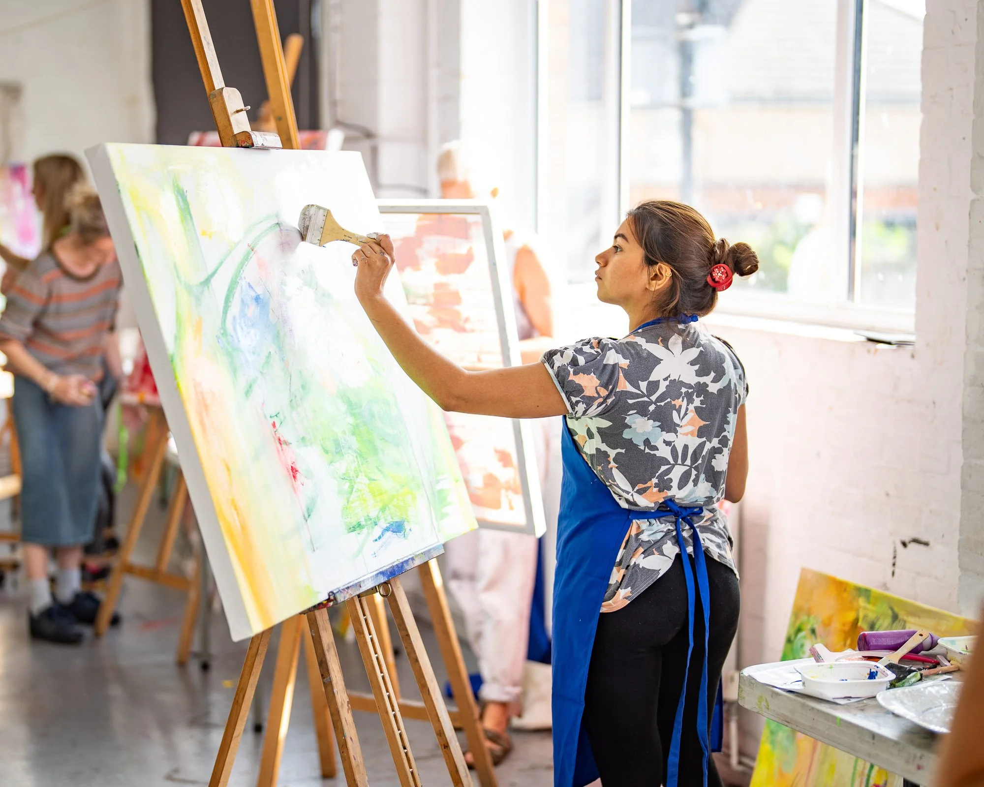 Large abstract painting class workshops course Brighton Sussex UK