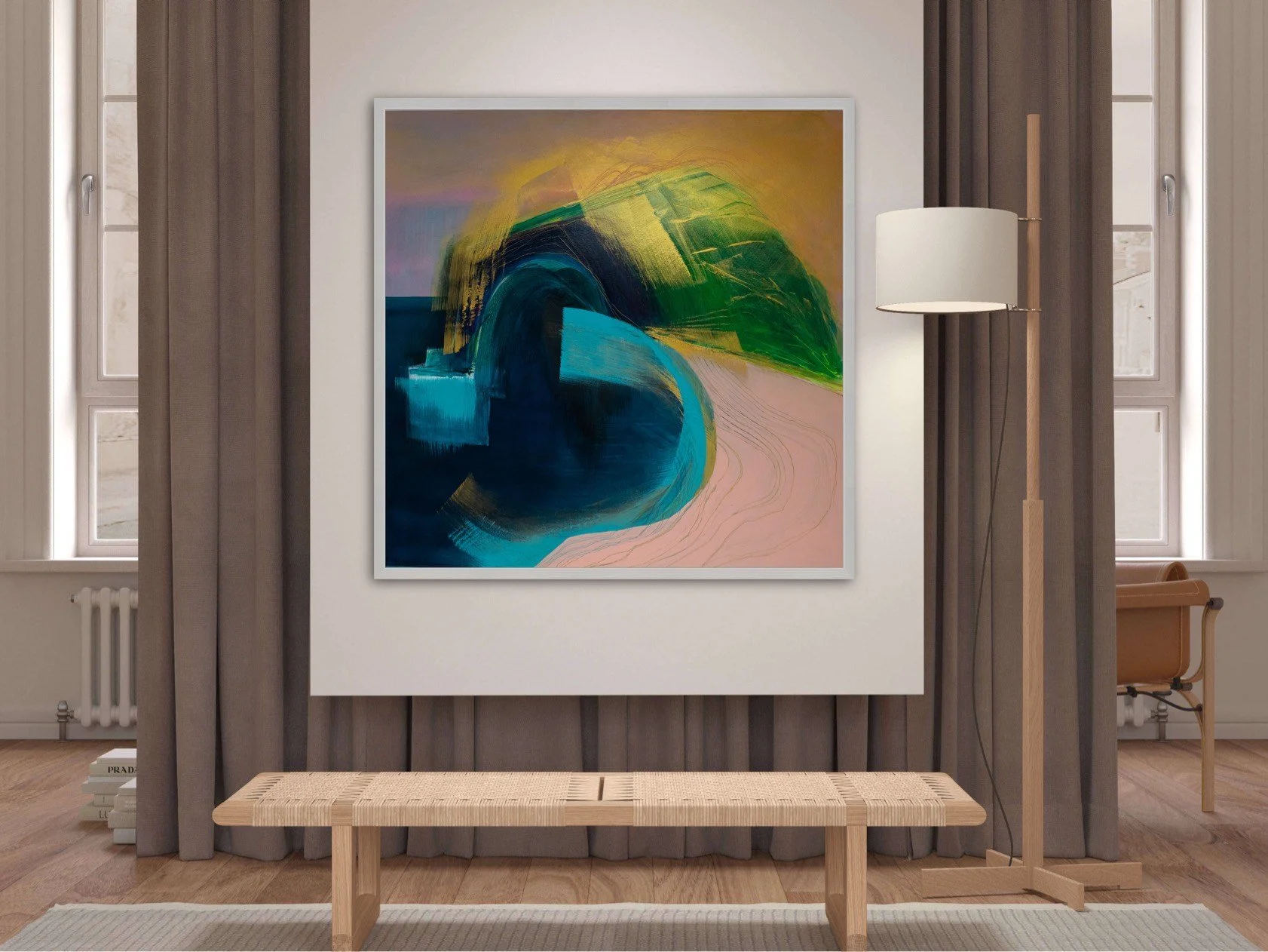 Large contemporary landscape abstract painting for sale by UK artist