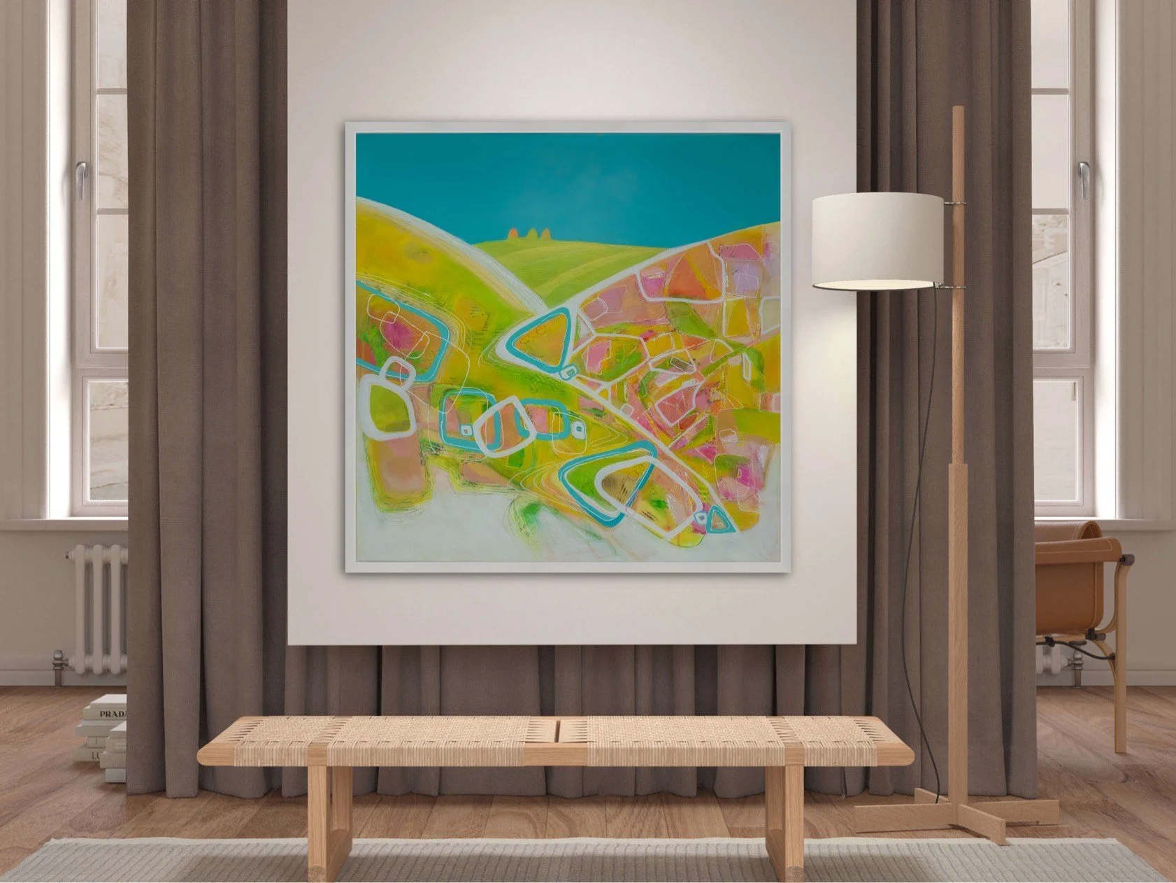 Original large abstract landscape painting for sale Brighton UK artist