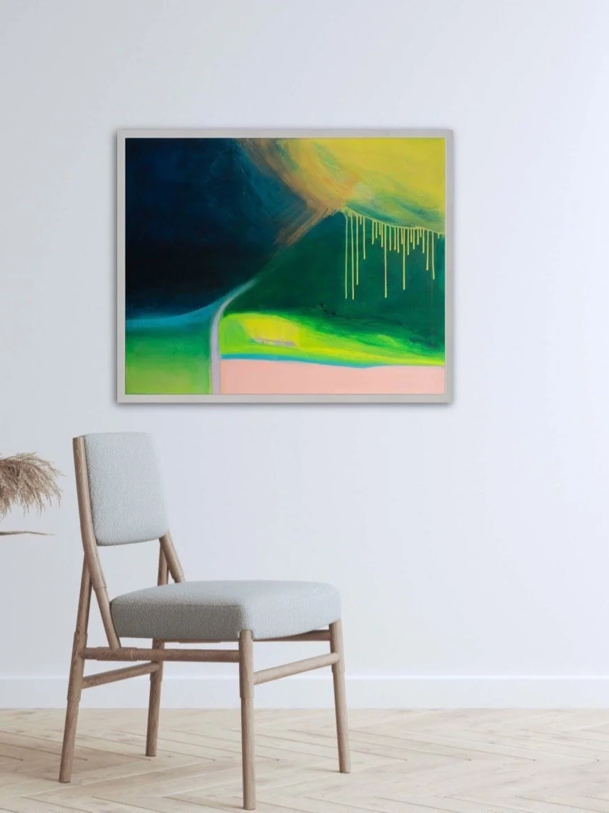 Contemporary expressive landscape abstract painting for sale by UK Brighton based artist