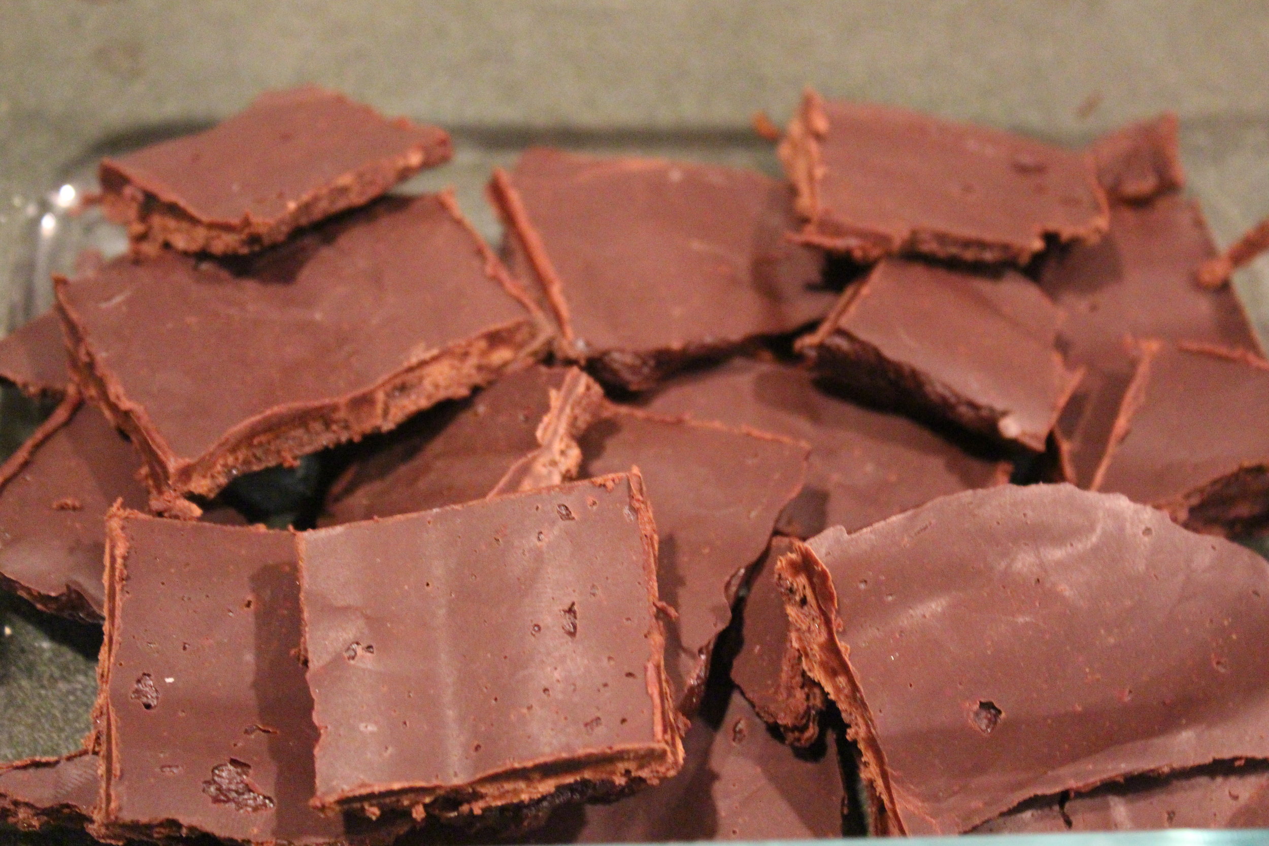 Homemade sugar free chocolate bar sweetened with honey.