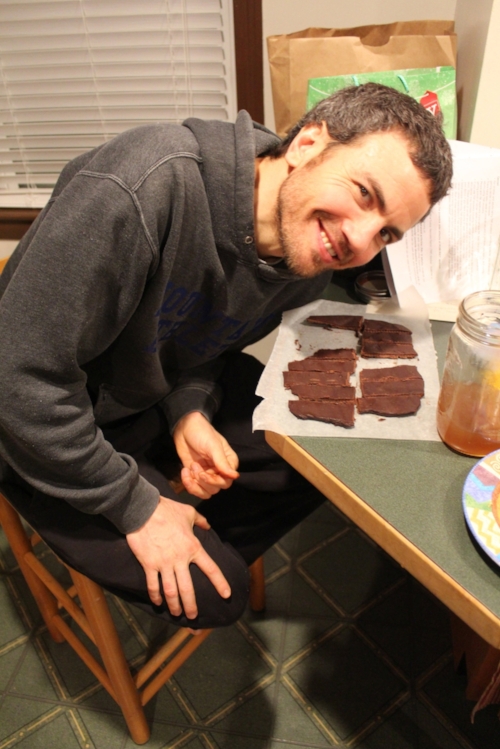 Dale approves of the chocolate! He will eat it all in one sitting if you don't hide it from him.