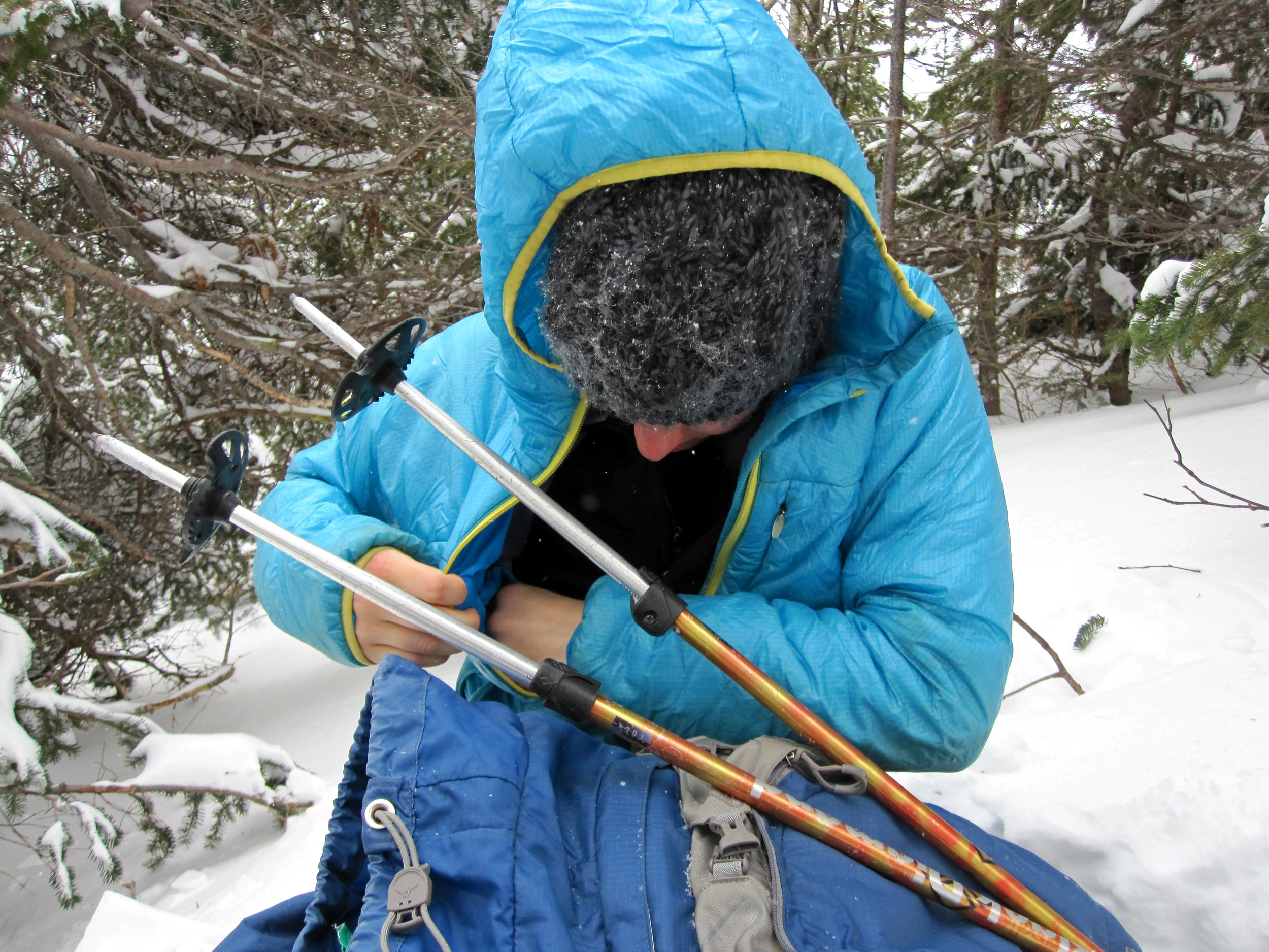 Putting my warm jacket back on and making sure my spare batteries are warm inside my pocket!