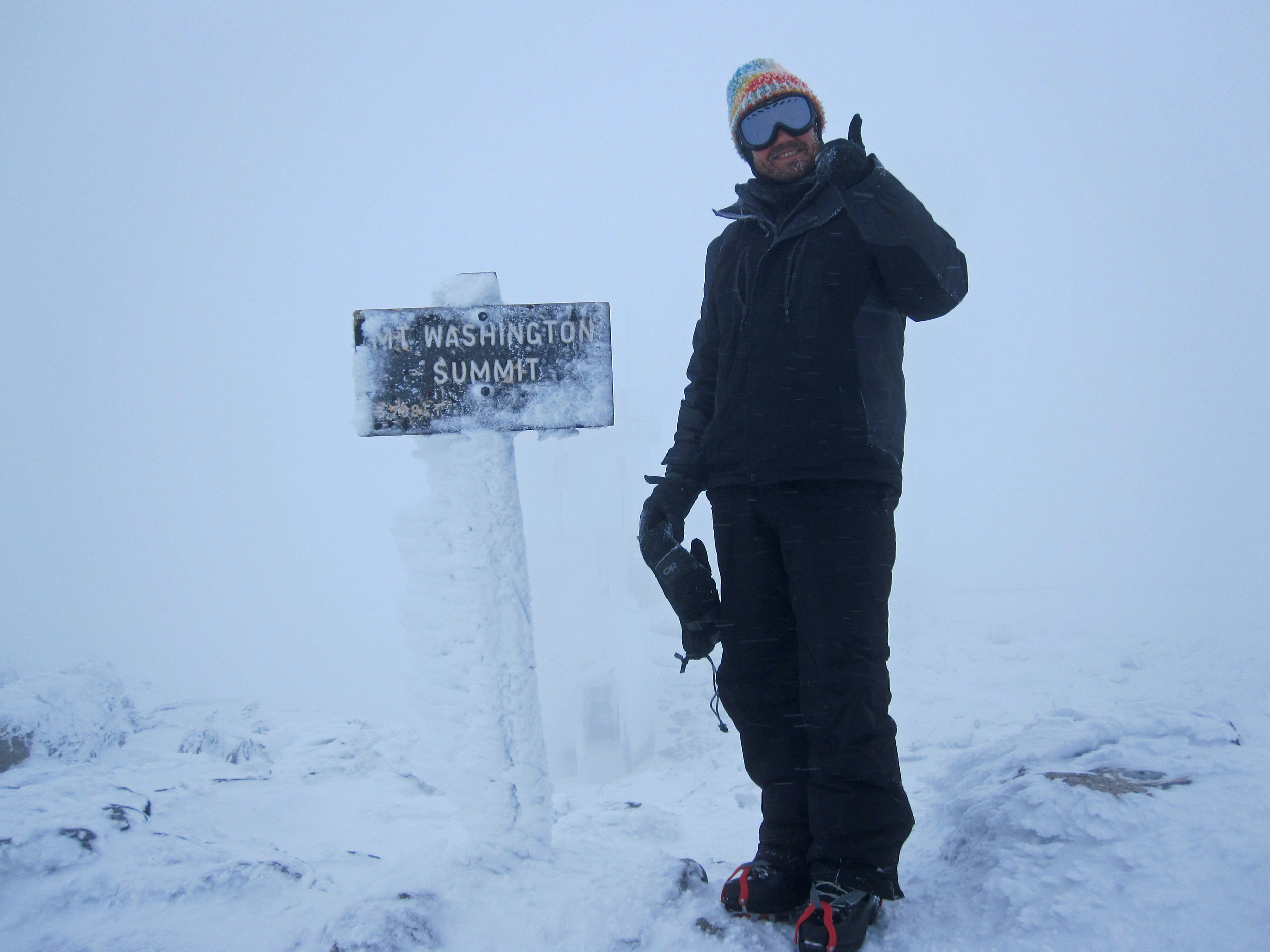 Foggy summit of Mount Washington in the winter