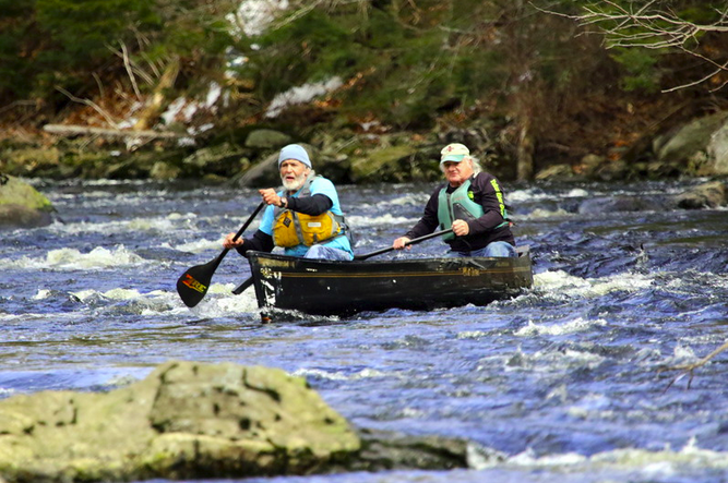 Chip and Terry paddling the St. George
