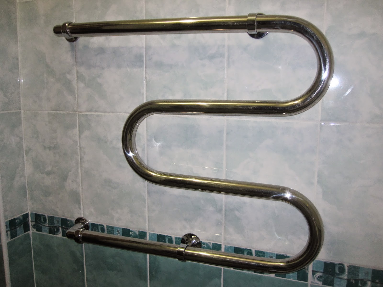 Heated towel rack in Russian hotel.