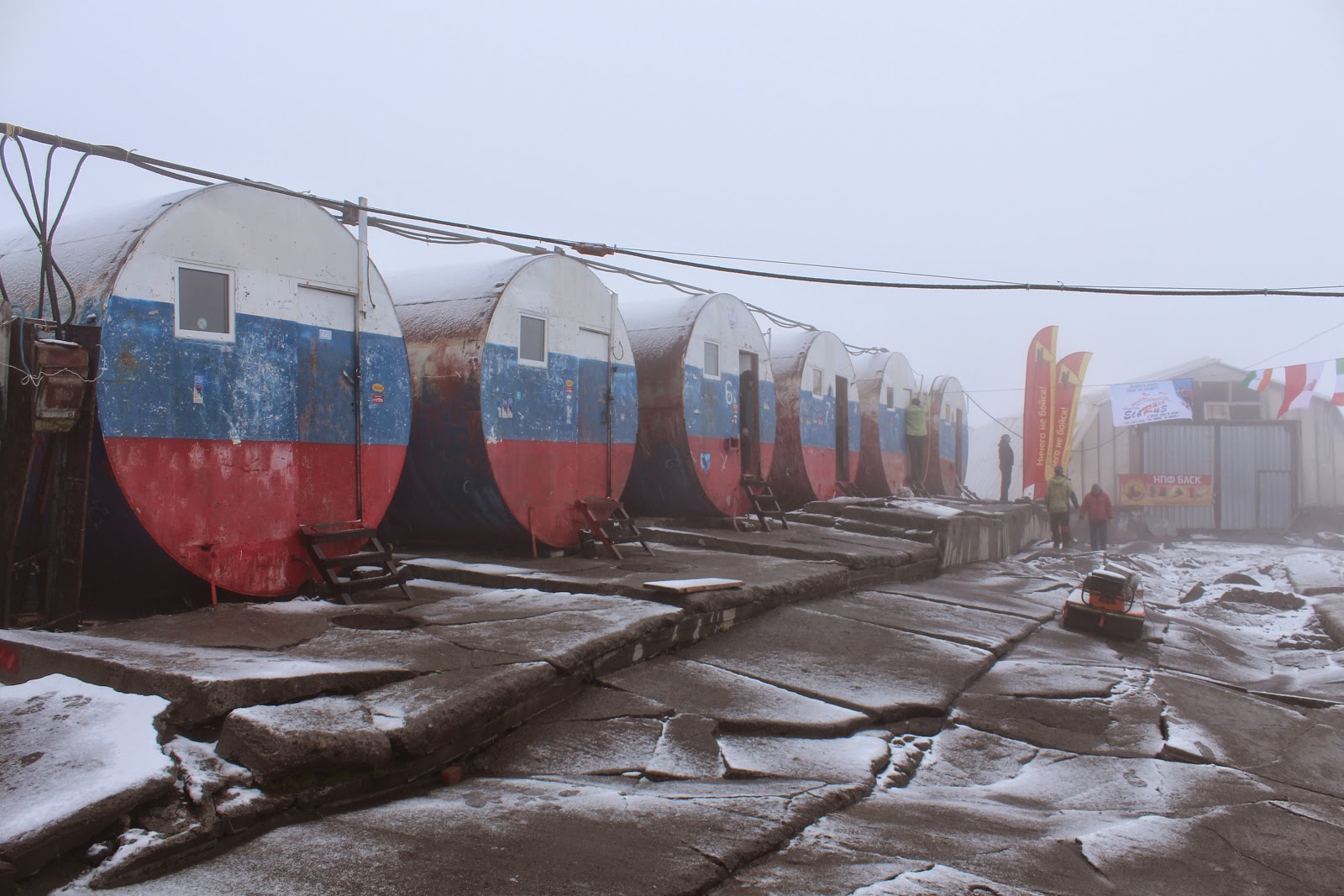 The old barrel huts on Mount Elbrus