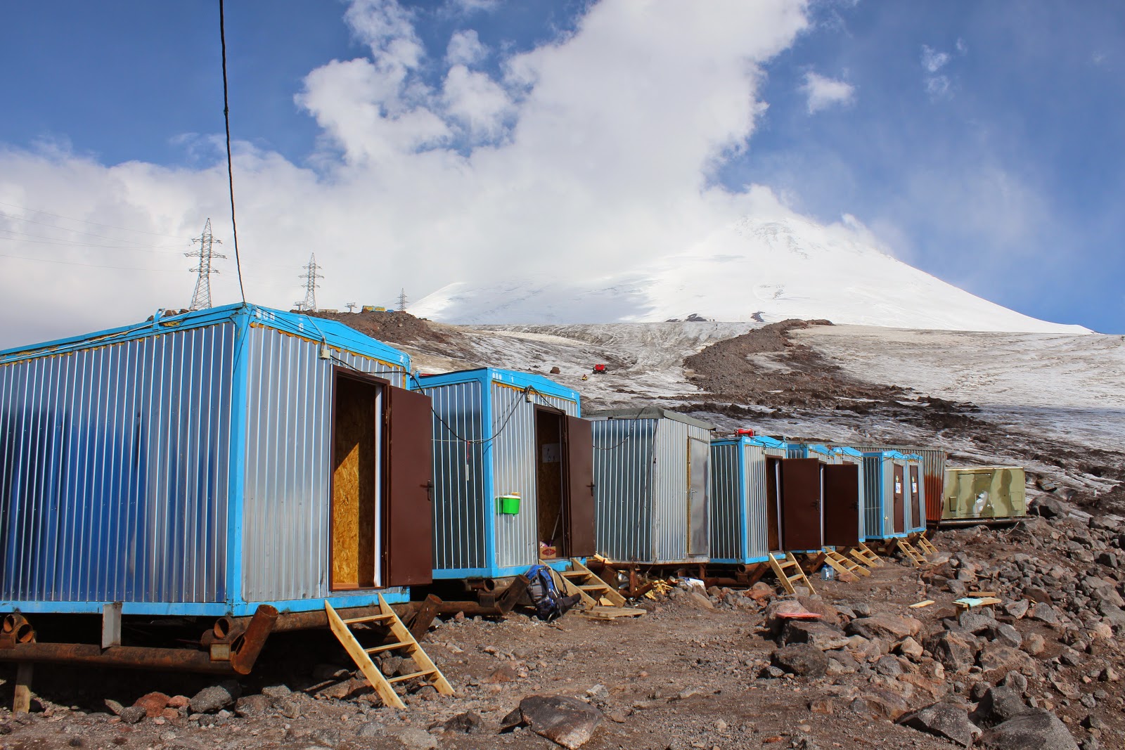 The new barrel huts on Mount Elbrus