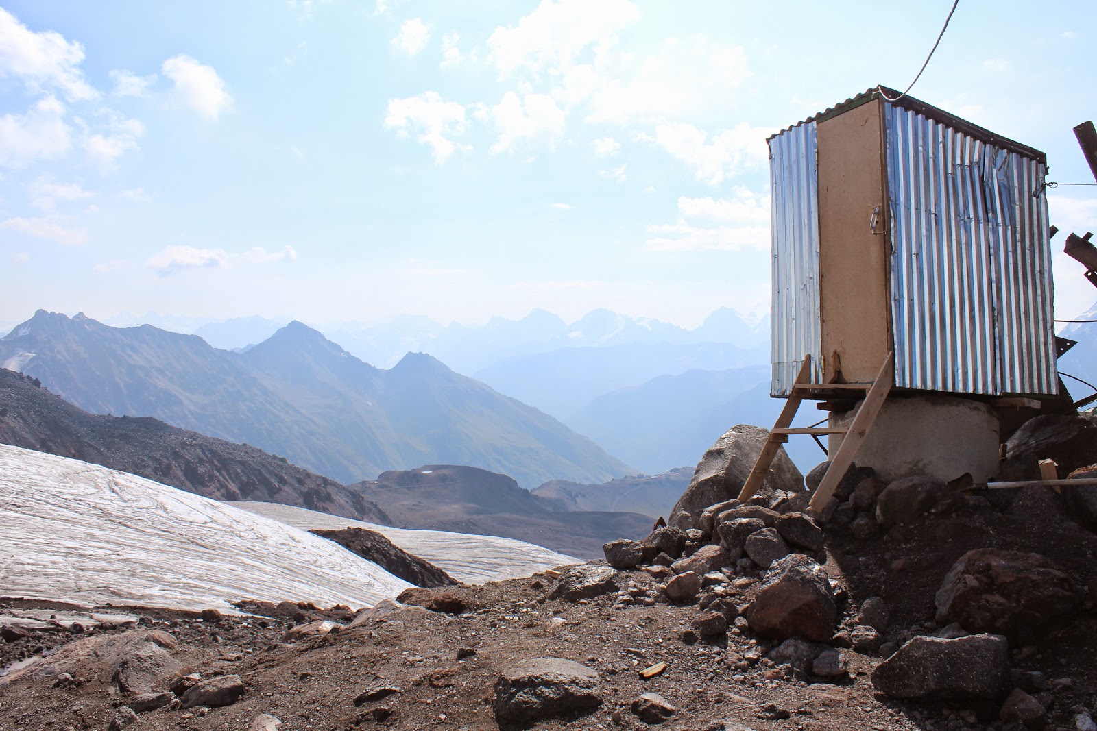 An outhouse with a view on Mount Elbrus