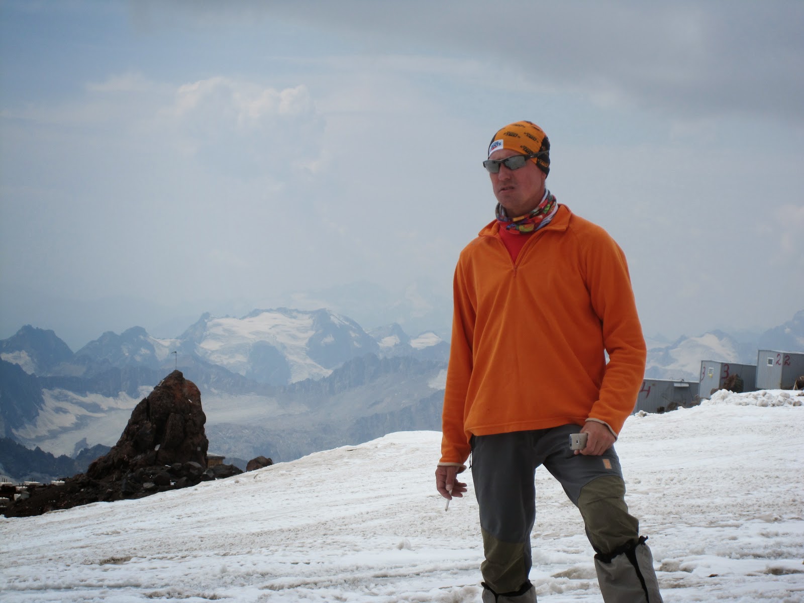 Our guide smoking while climbing Mount Elbrus
