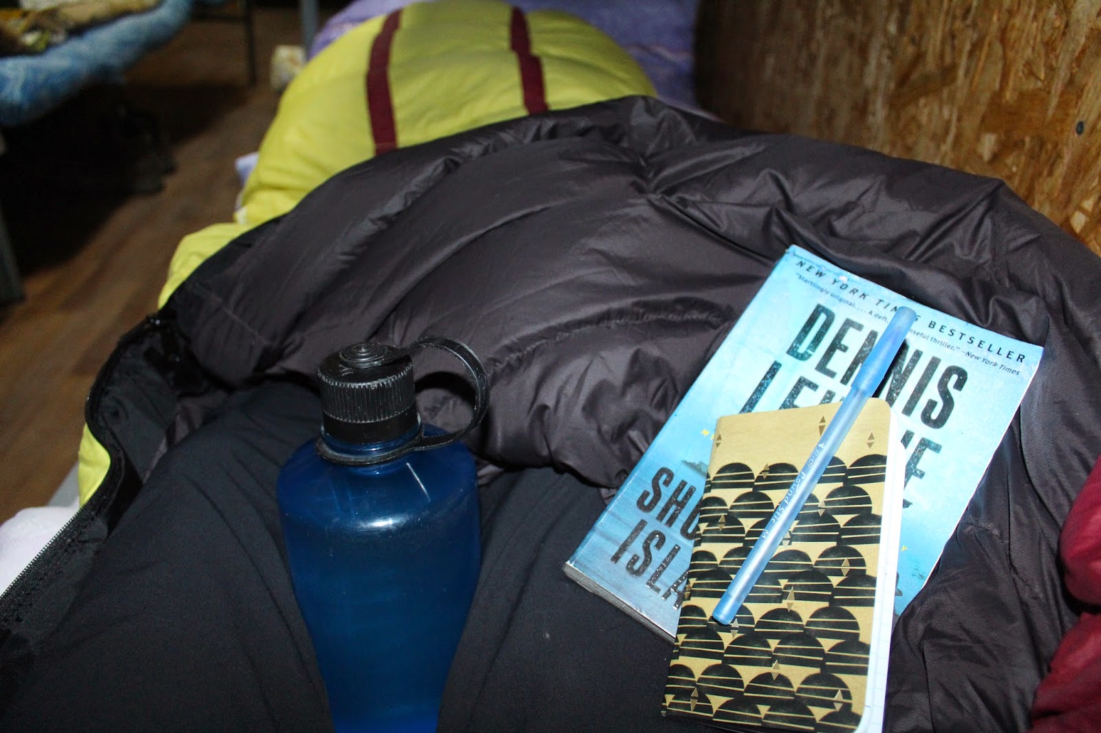 At night in the barrel huts, I used a hot water bottle in my down sleeping bag to keep me warm. I wrote in my journal every day and also had my book to read. This kept me busy during our down time on the mountain.