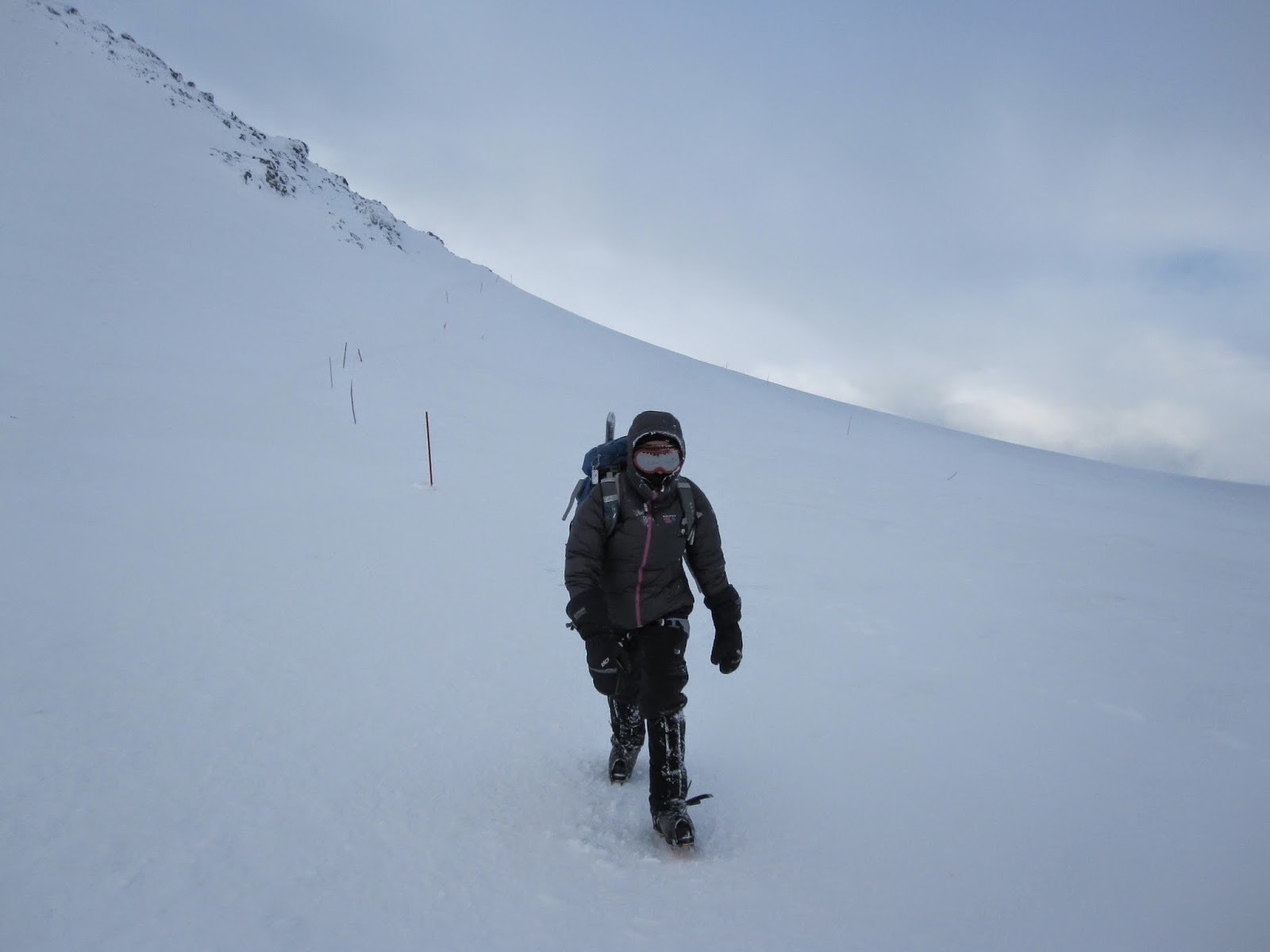 The skies cleared up right as we made it to the saddle of Mount Elbrus. It was still windy and cold, but at least we had a good view!