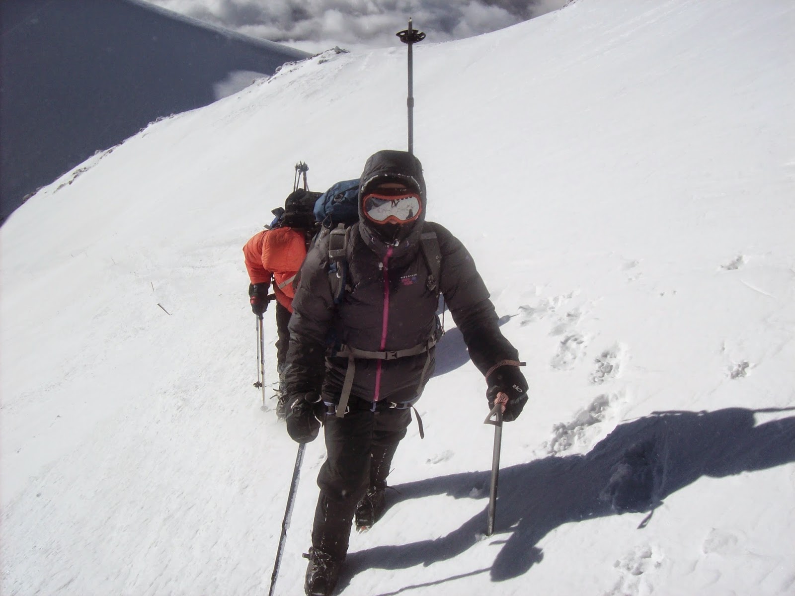 Here we are traversing the steep part. I was definitely the slowest because I was so scared.