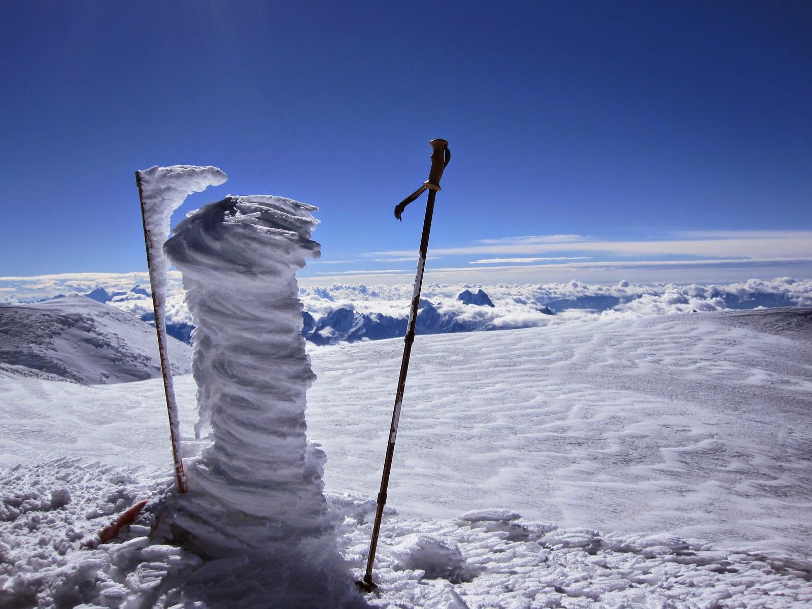 Rime ice on the summit of Mount Elbrus