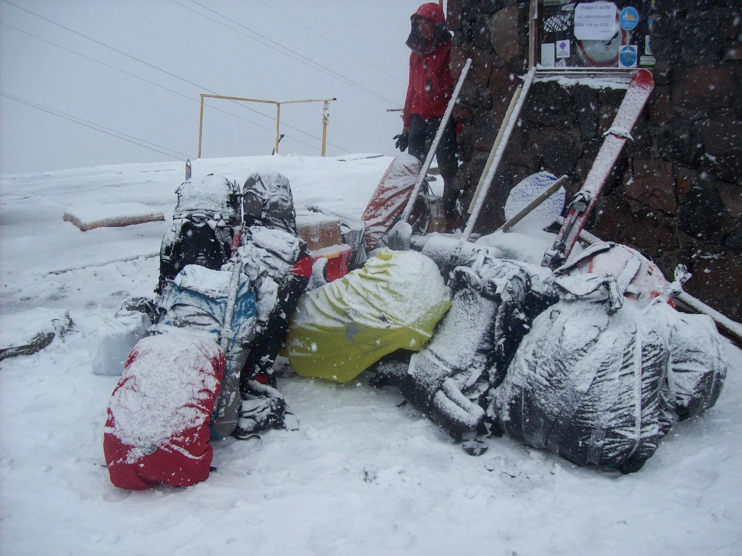 Waiting to load our packs up onto the chairlift