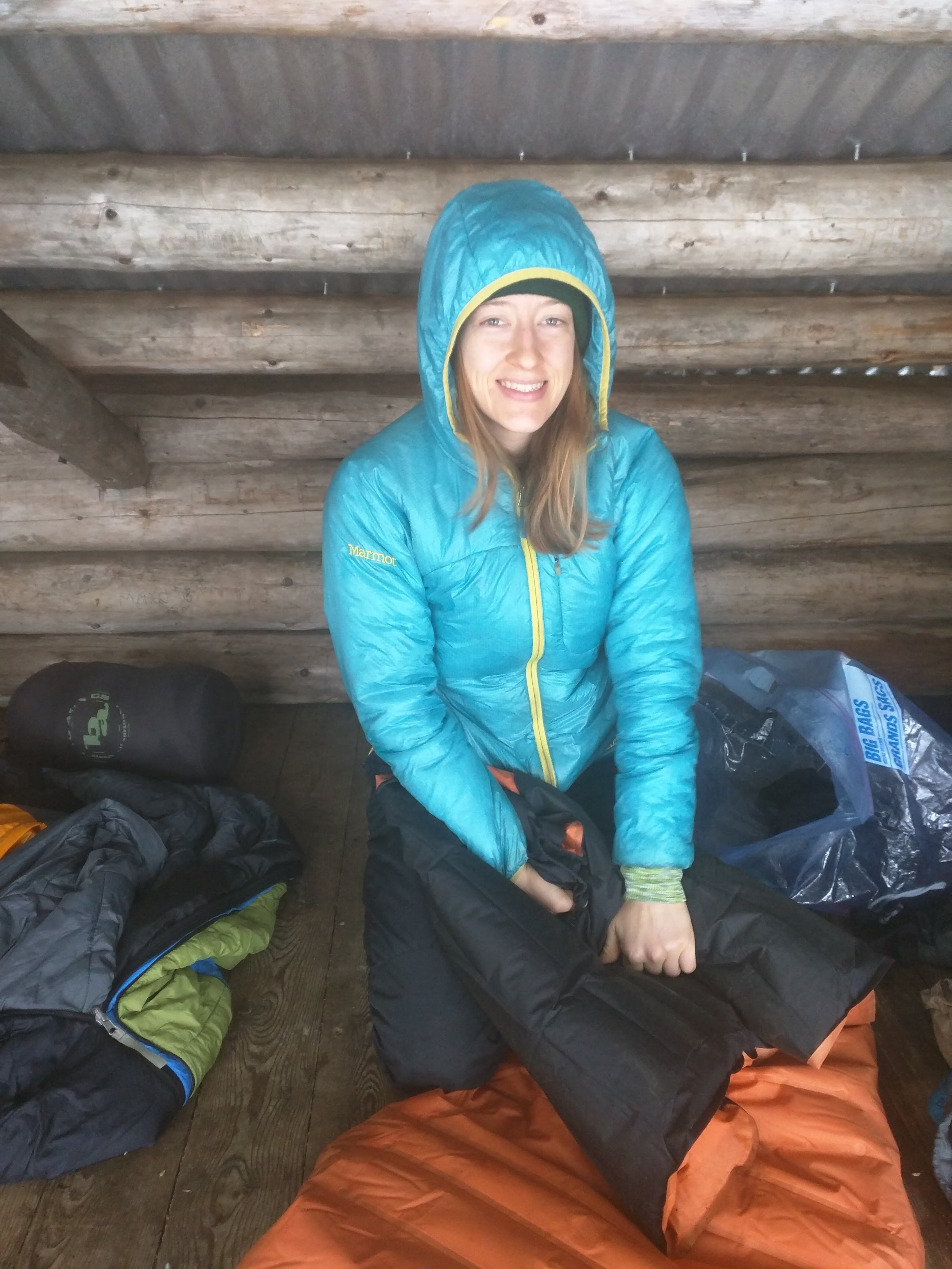 Winter camping in a lean-to