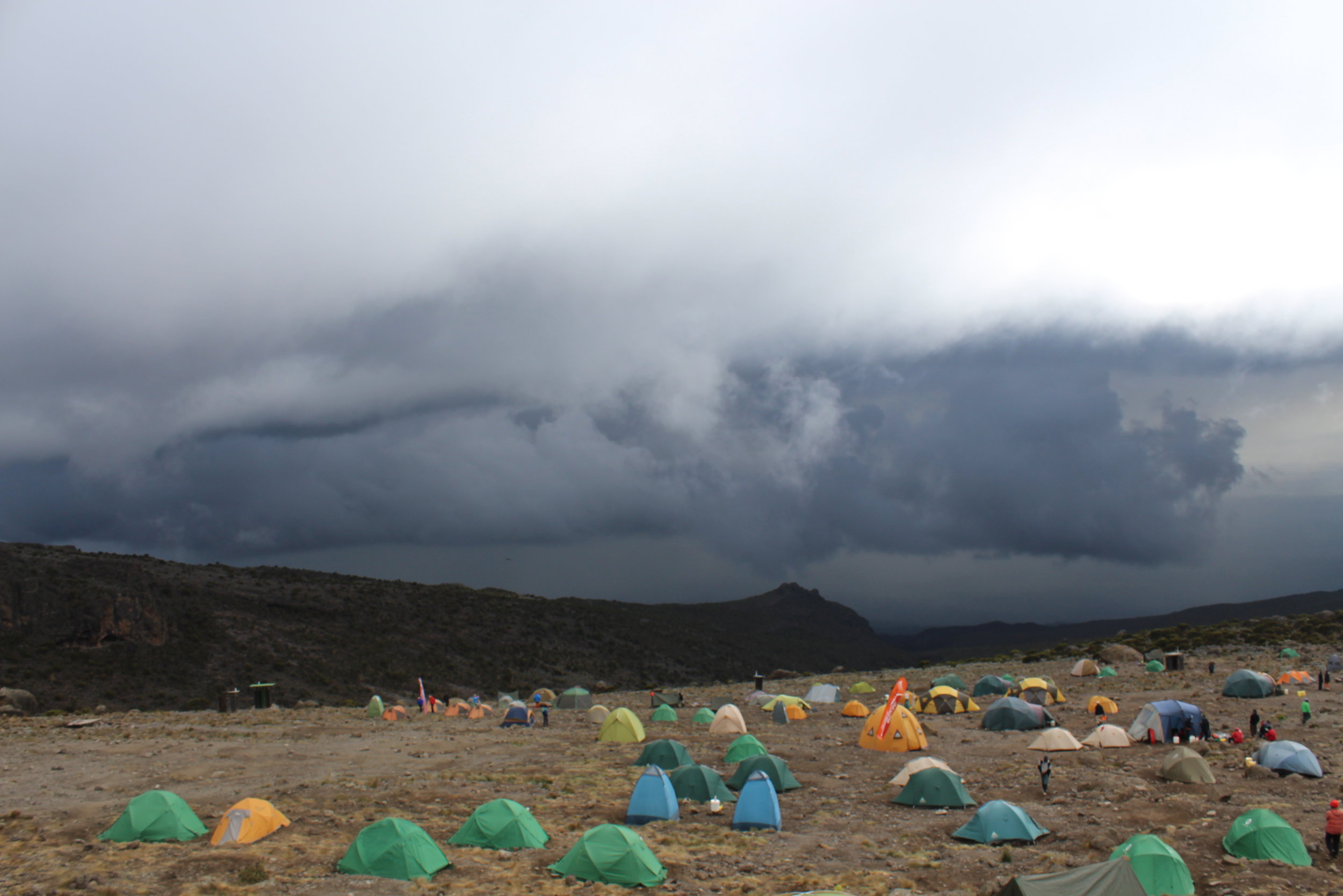 Rain clouds at Karanga Valley Camp