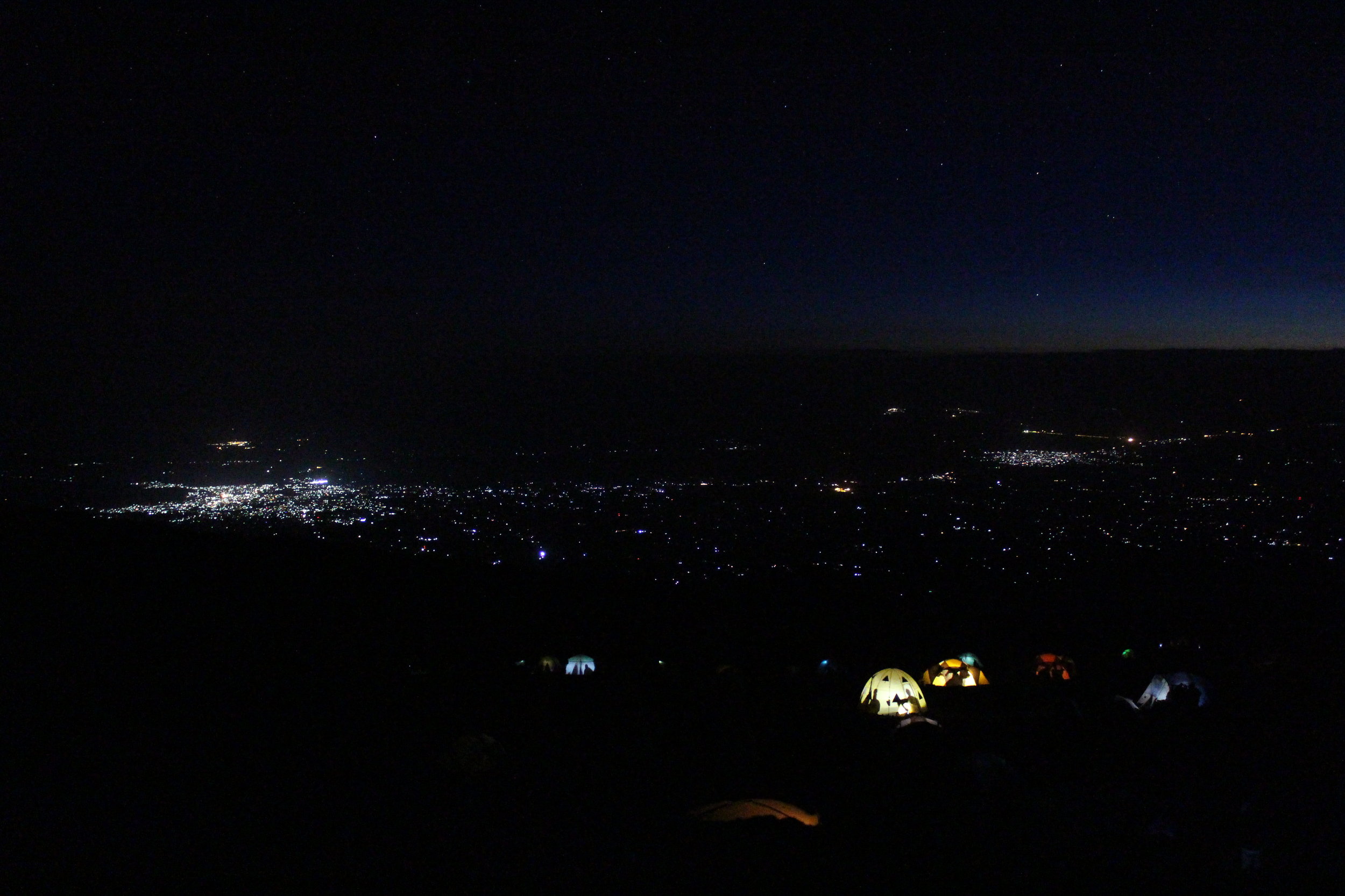 Stargazing and looking at the lights of Moshi from Mount Kilimanjaro