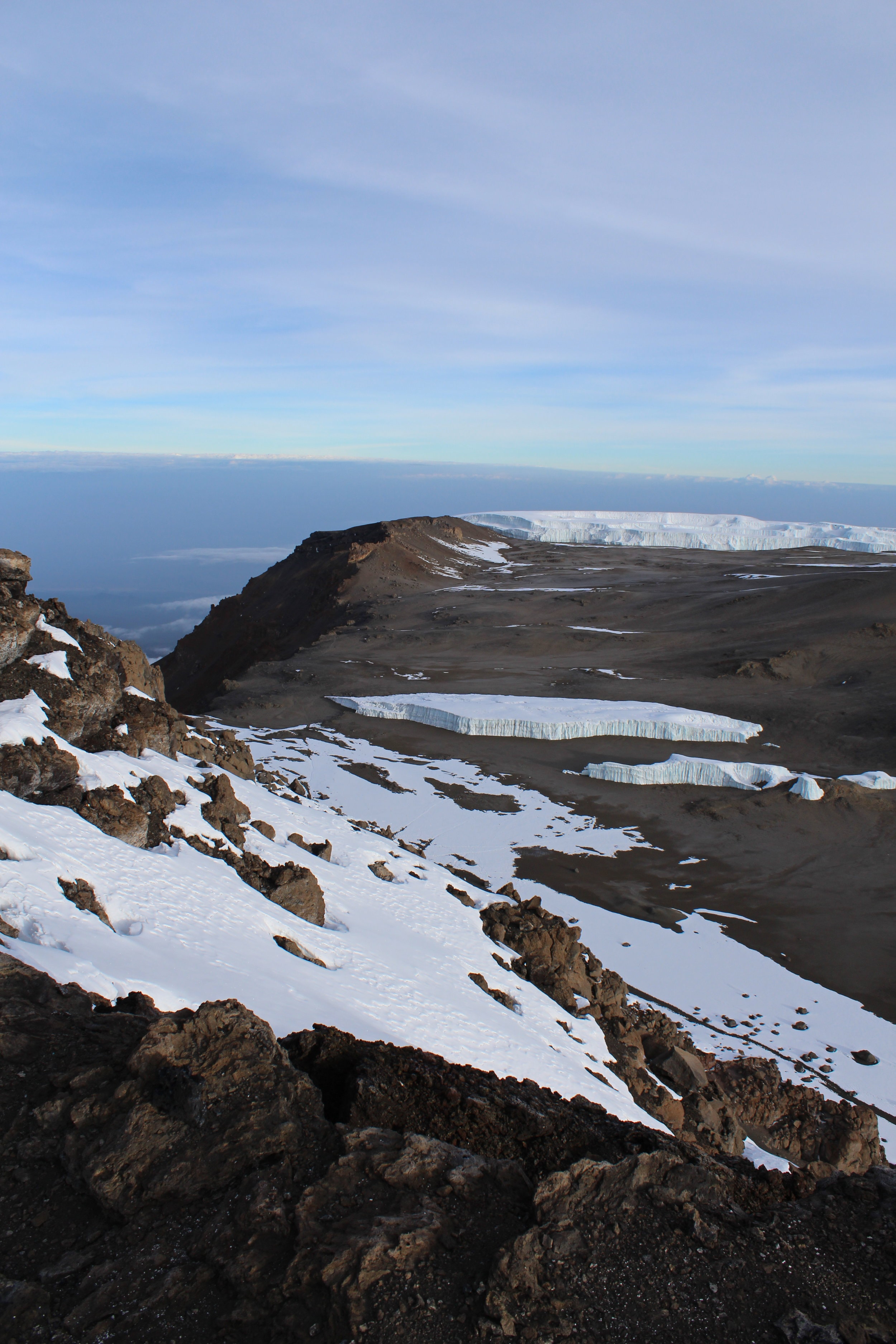 Looking down at the glacier in Crater Camp that we explored yesterday