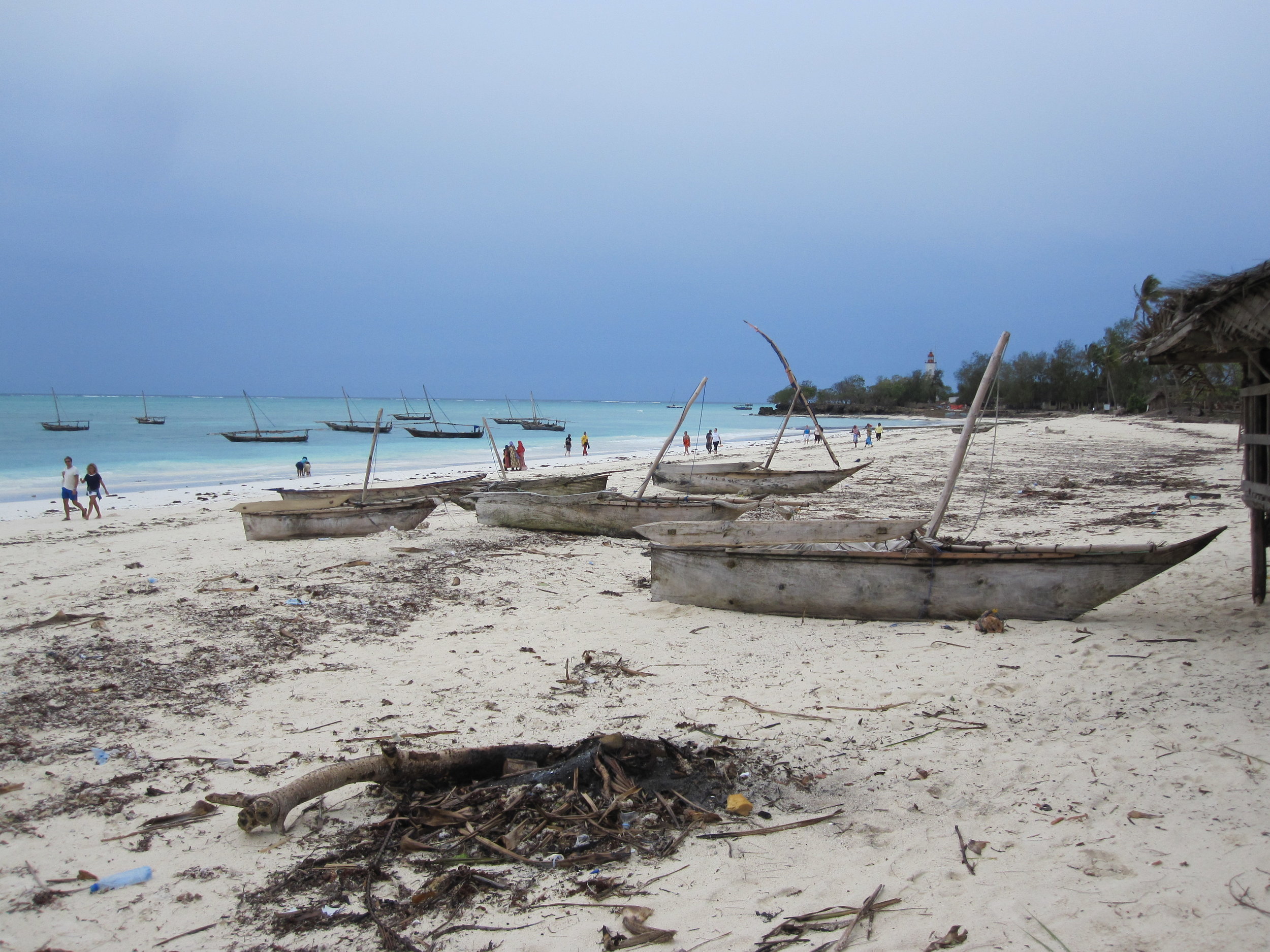 Dhows on the beach in Zanzibar
