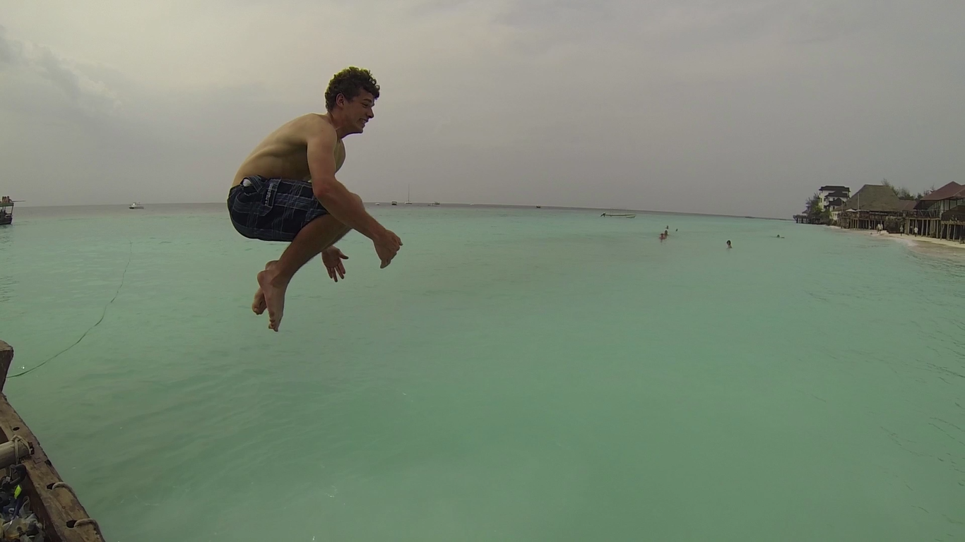 Airborne jumping in the water