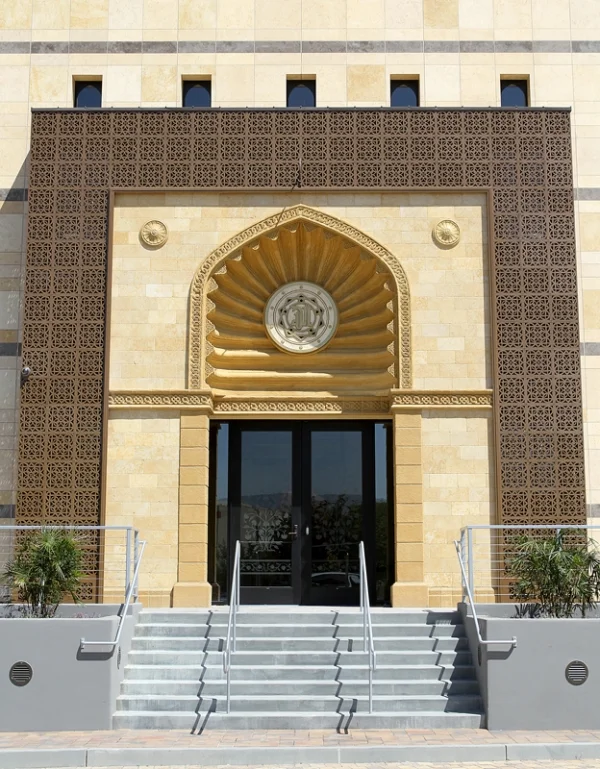 Palo Alto Mosque Custom pattern, metal outdoor panels