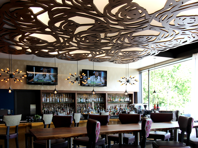 Hotel Rose, Portland, OR Custom Rose pattern, backlit ceiling panel