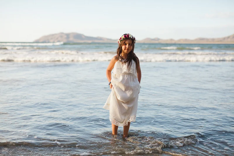 flower girl in the ocean