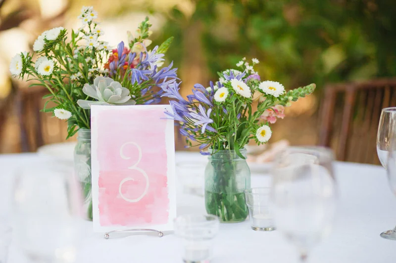 watercolored table number