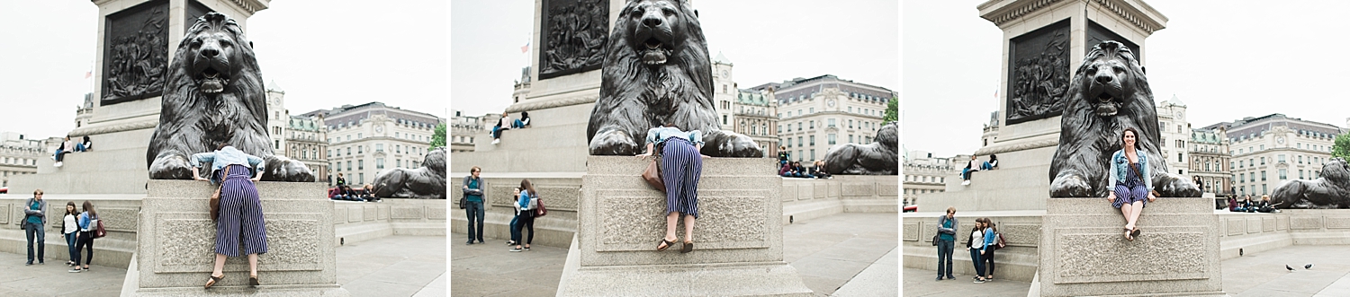 ..and here you see a girl with no upper body strength and slippery shoes trying to climb on a statue while people watched(and laughed). Andrew was kind enough to document. 