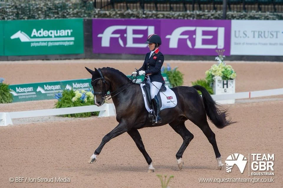 Sophie and Jorge in the arena at WEG