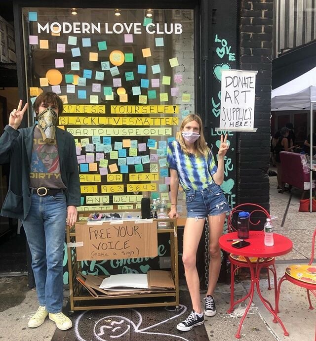 If you have extra art supplies, you can bring them to @modernloveclub gallery on 1st ave and 9th st in Manhattan between 10am-2pm to help support a protest sign making station. DM if you can&rsquo;t come in person but want to contribute. I can come p