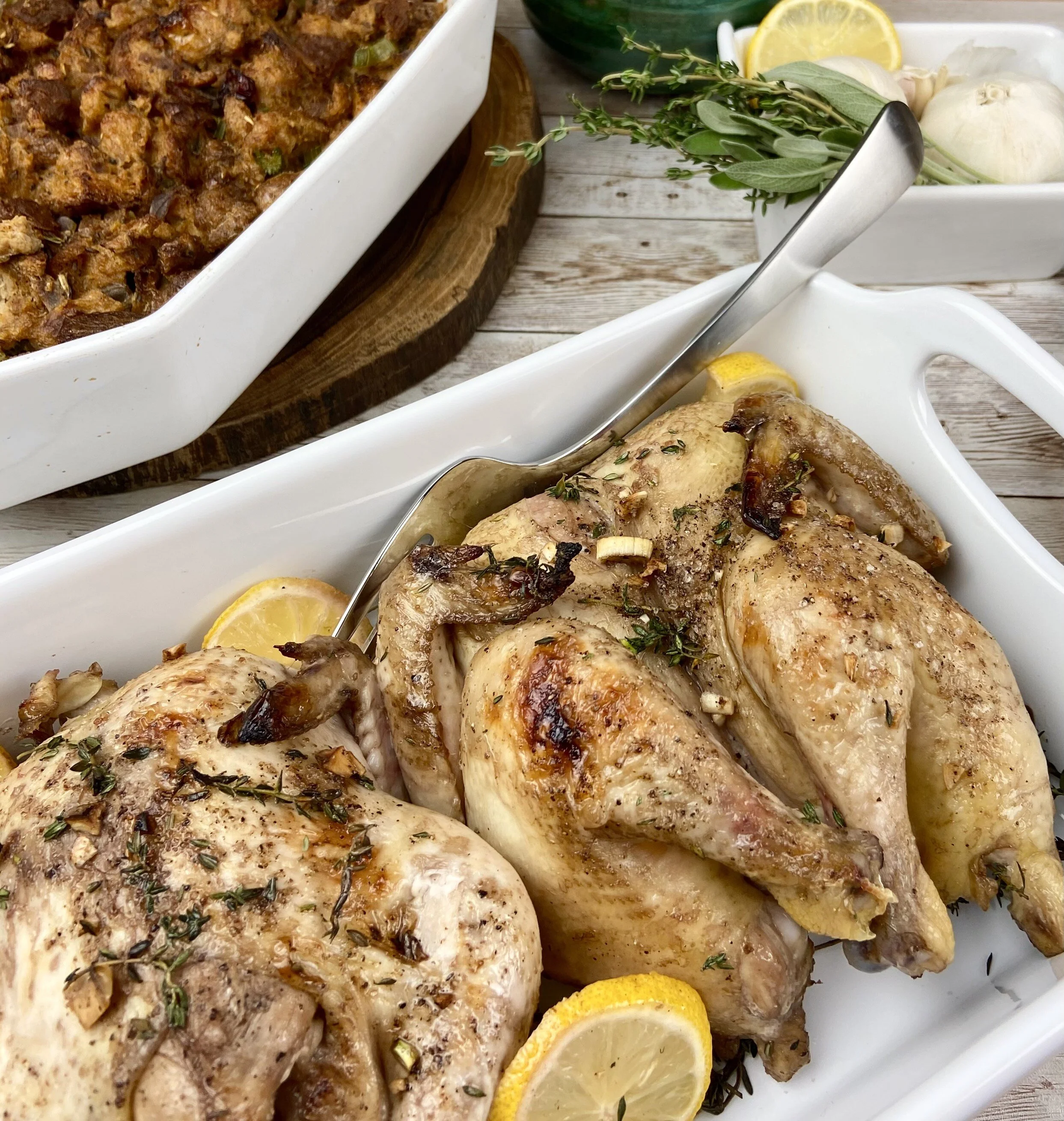 Maple-Pomegranate Cornish Hens